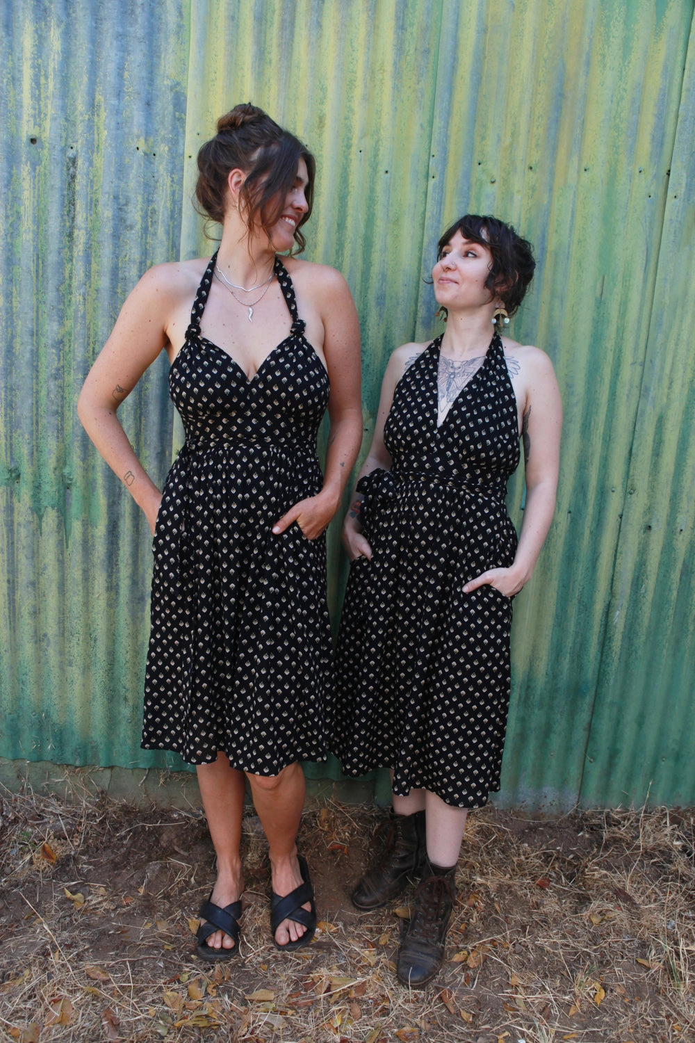Monroe Dress in Black Blossom Crepe Sleek Draping