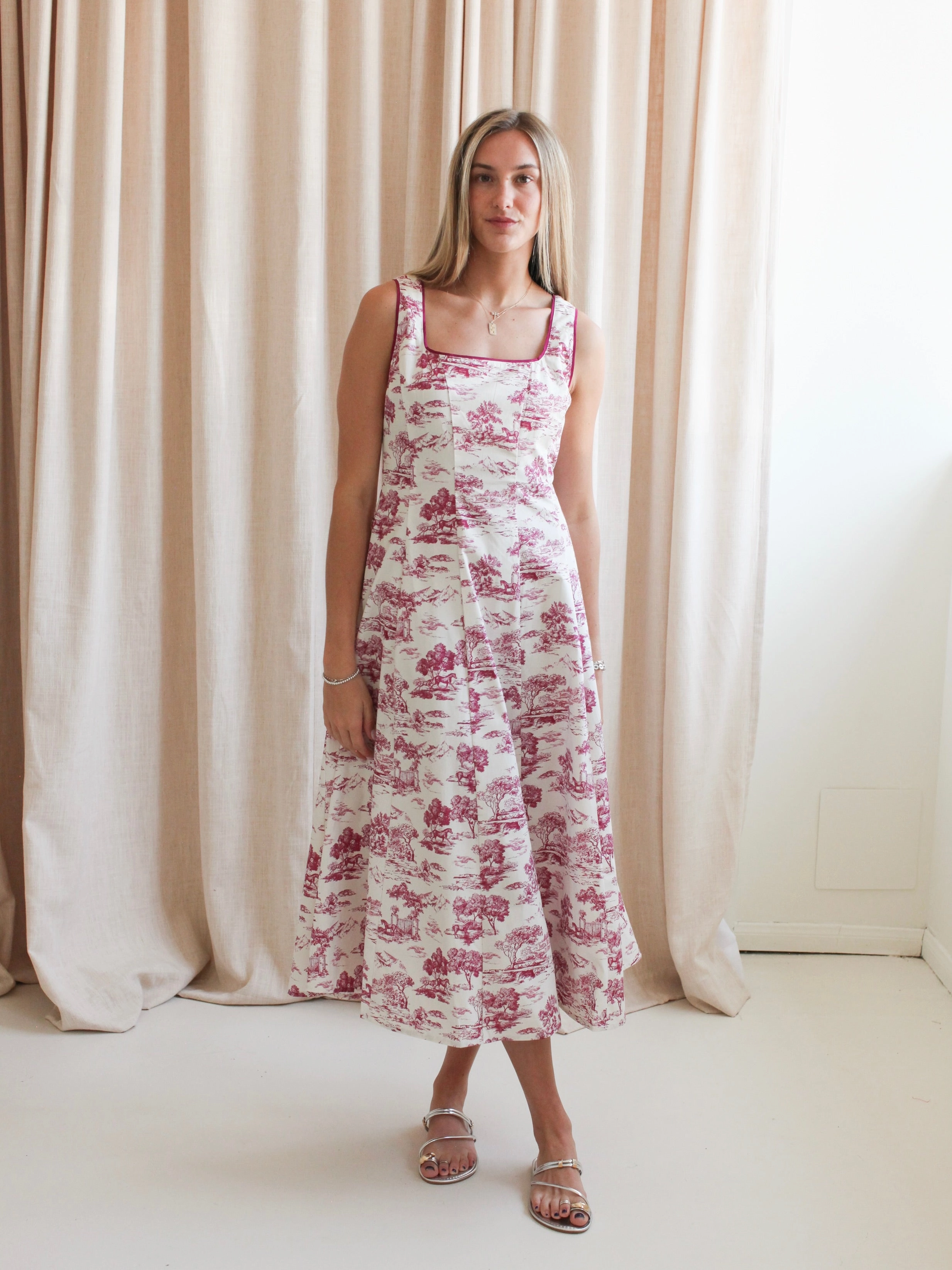 Vibrant Layer Vienna Toile Midi Dress