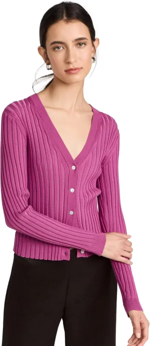 Vince Women's Ribbed V Neck Cardigan
