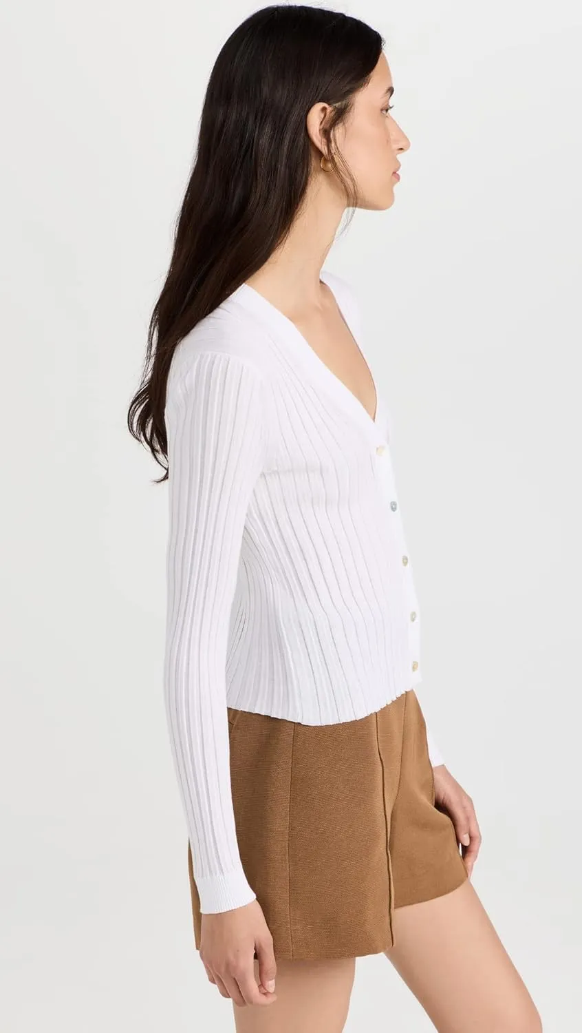 Vince Women's Ribbed V Neck Cardigan