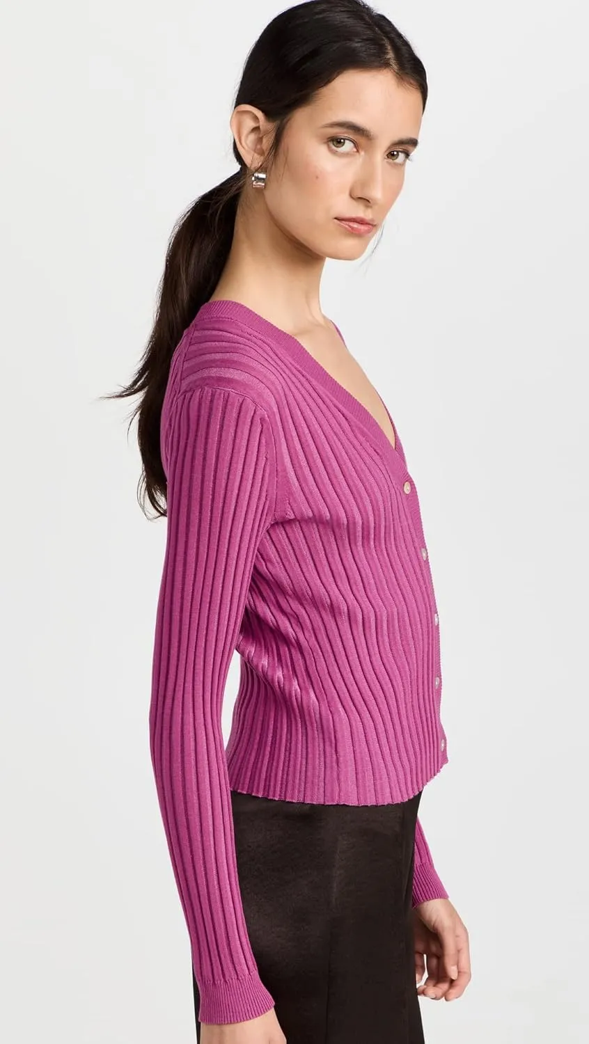 Vince Women's Ribbed V Neck Cardigan