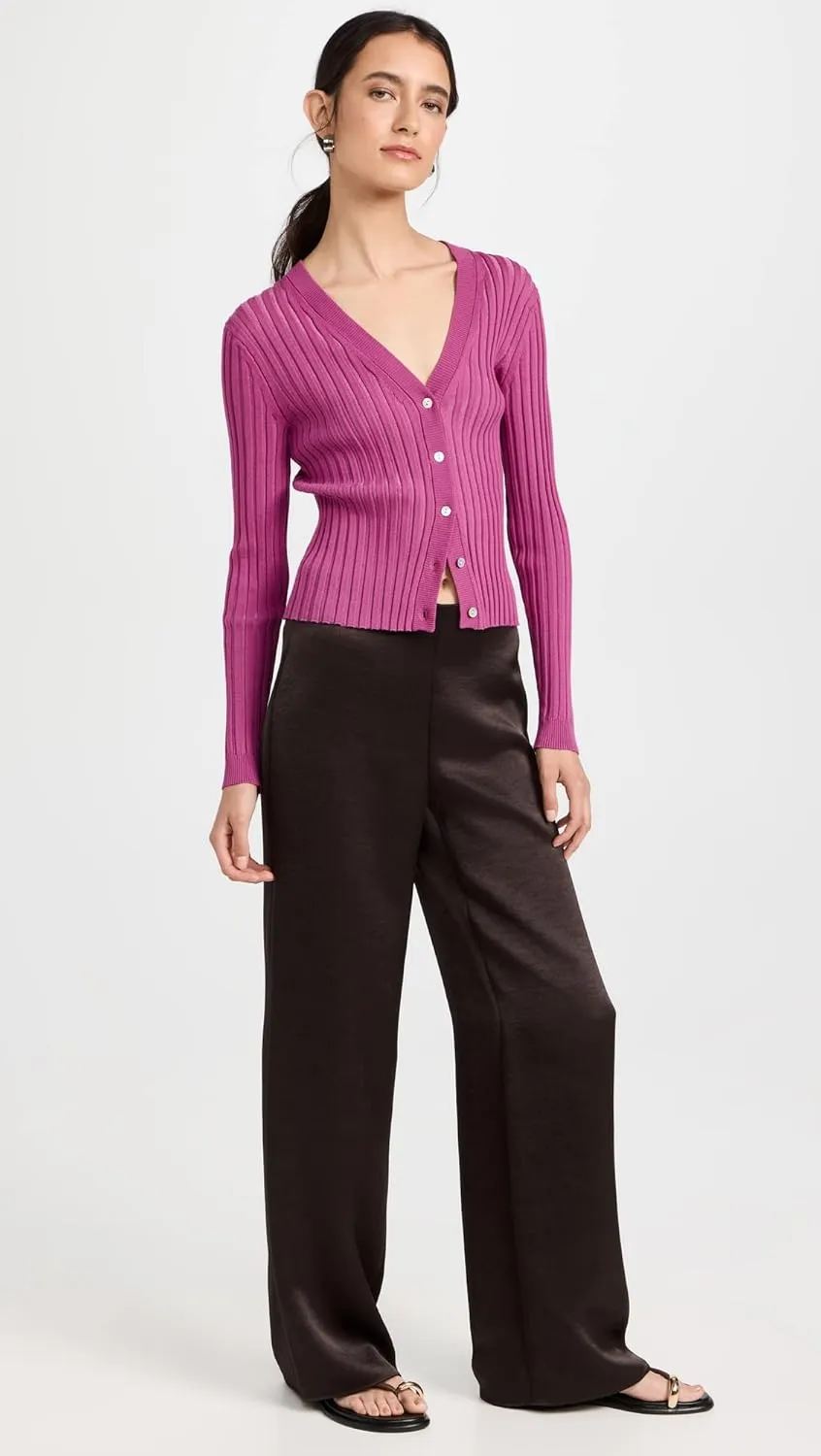 Vince Women's Ribbed V Neck Cardigan
