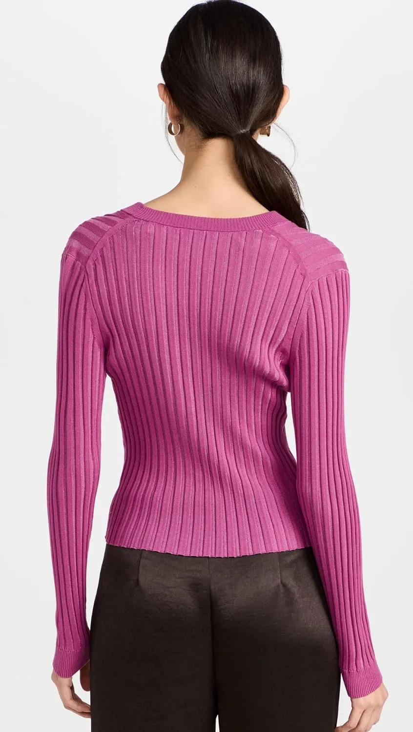 Vince Women's Ribbed V Neck Cardigan