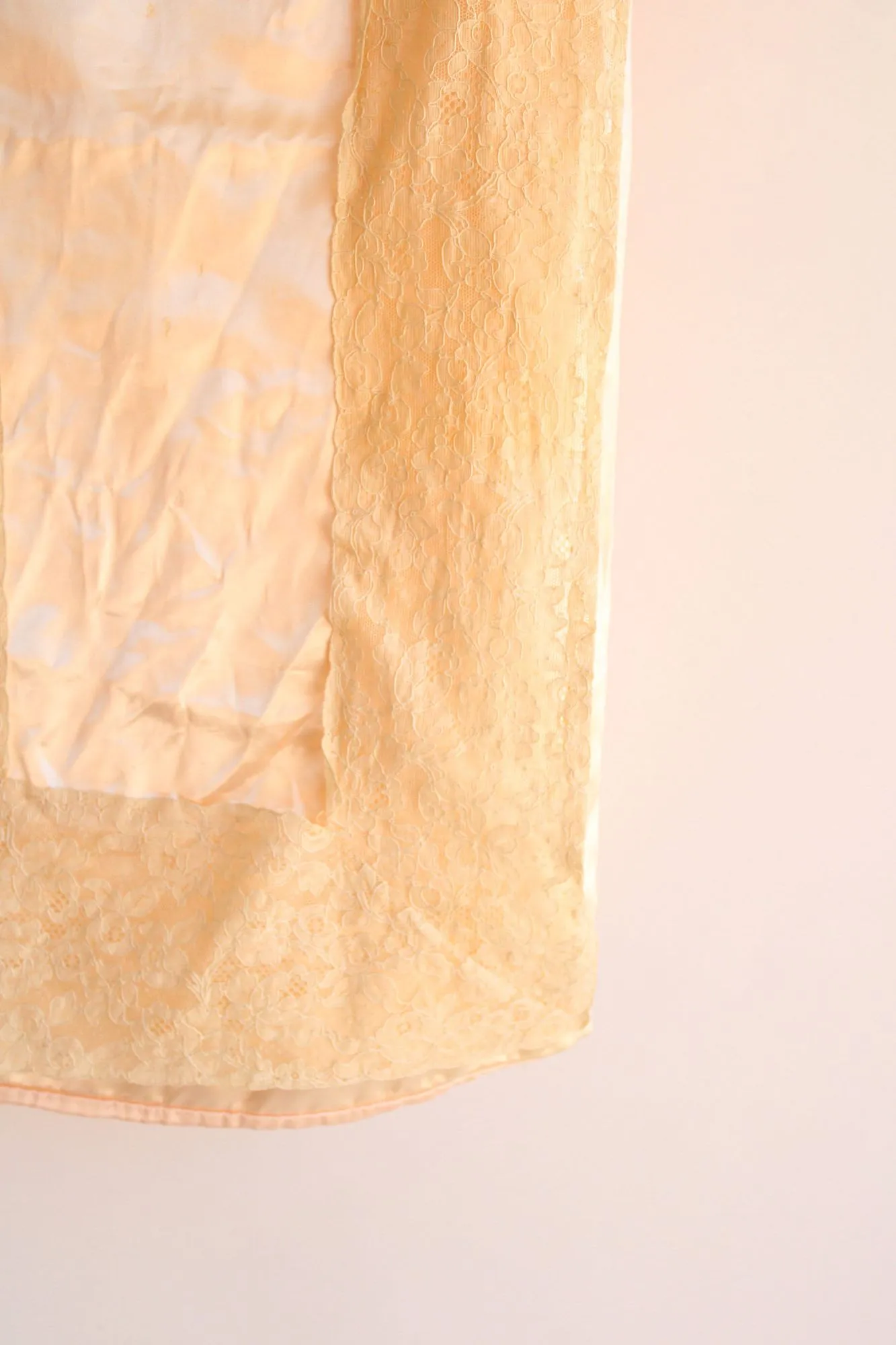 Vintage 1950s 1960s Pink Silk Satin and Lace Pillowcase