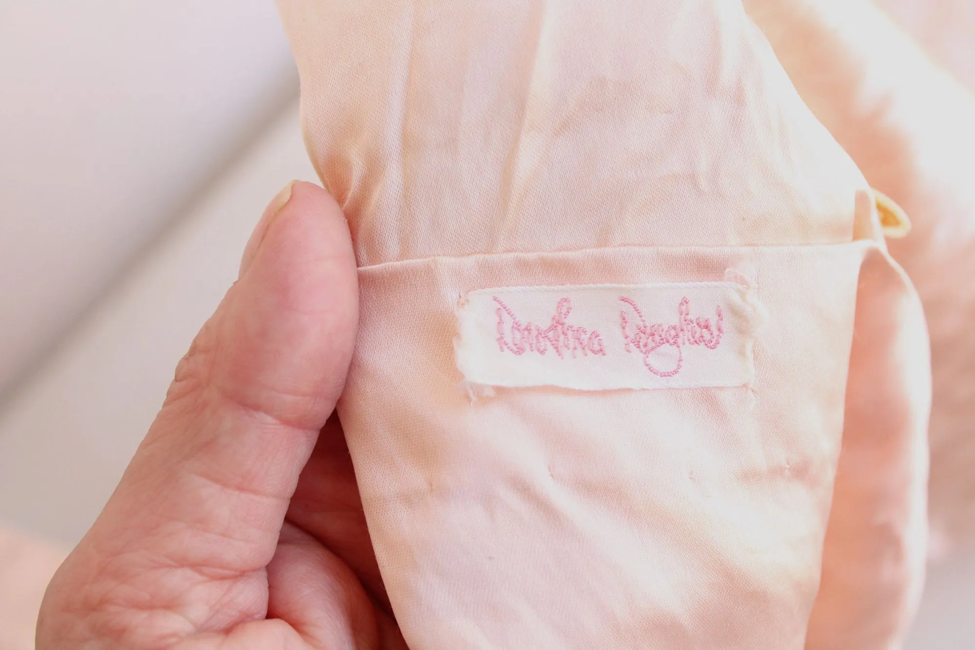 Vintage 1950s 1960s Pink Silk Satin and Lace Pillowcase