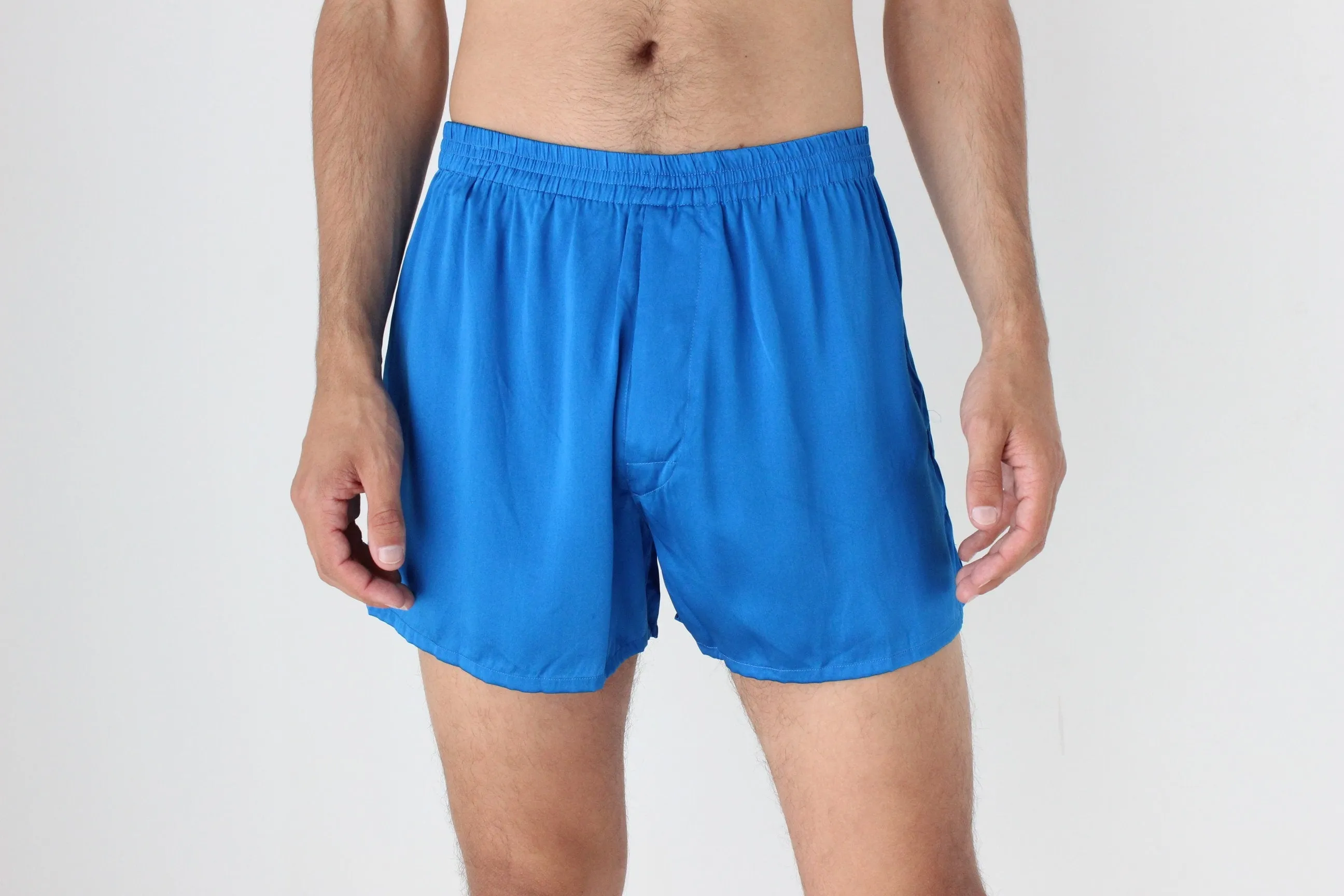 Vintage 80s PURE SILK Luxury Boxer Shorts in Cobalt