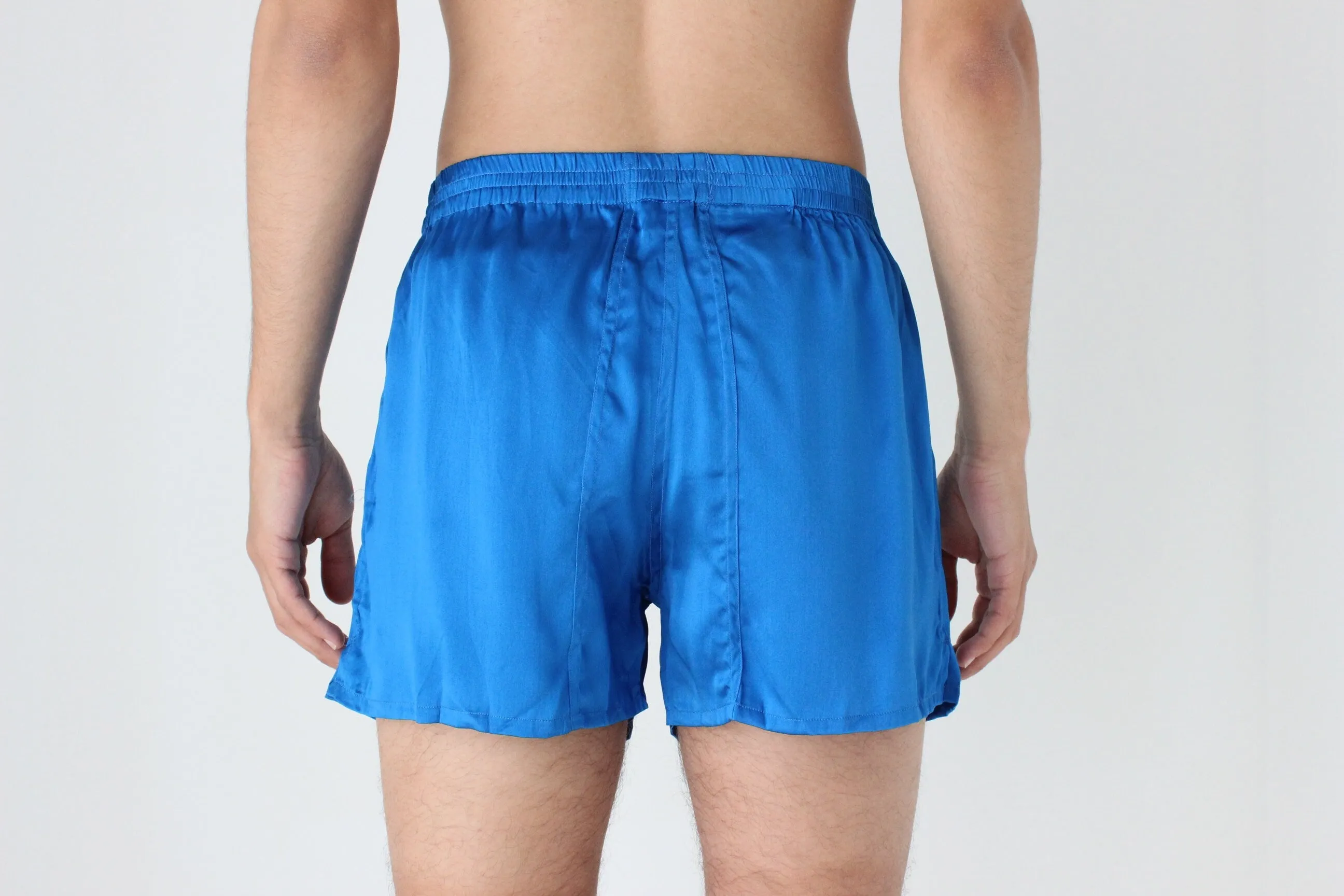 Vintage 80s PURE SILK Luxury Boxer Shorts in Cobalt