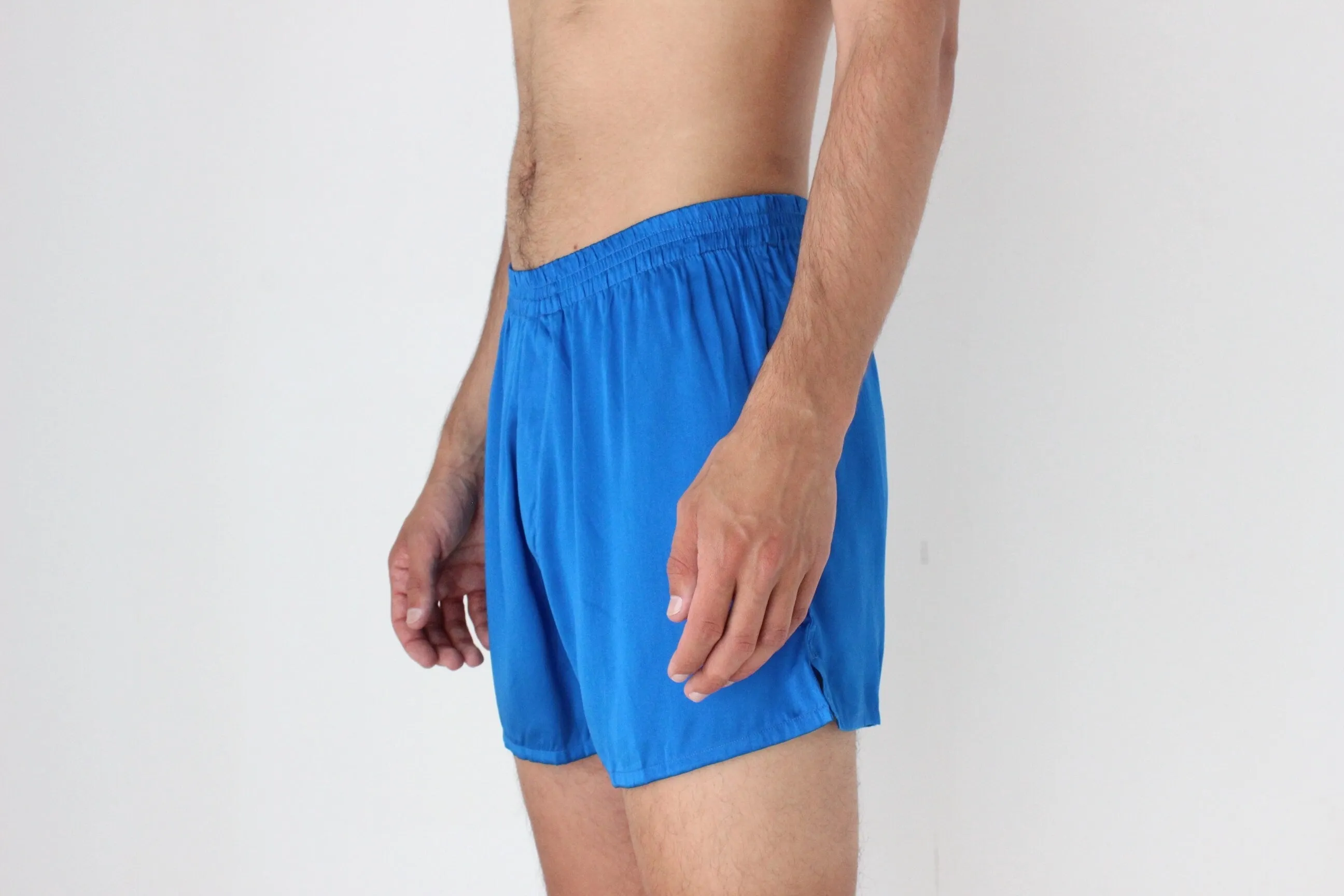 Vintage 80s PURE SILK Luxury Boxer Shorts in Cobalt