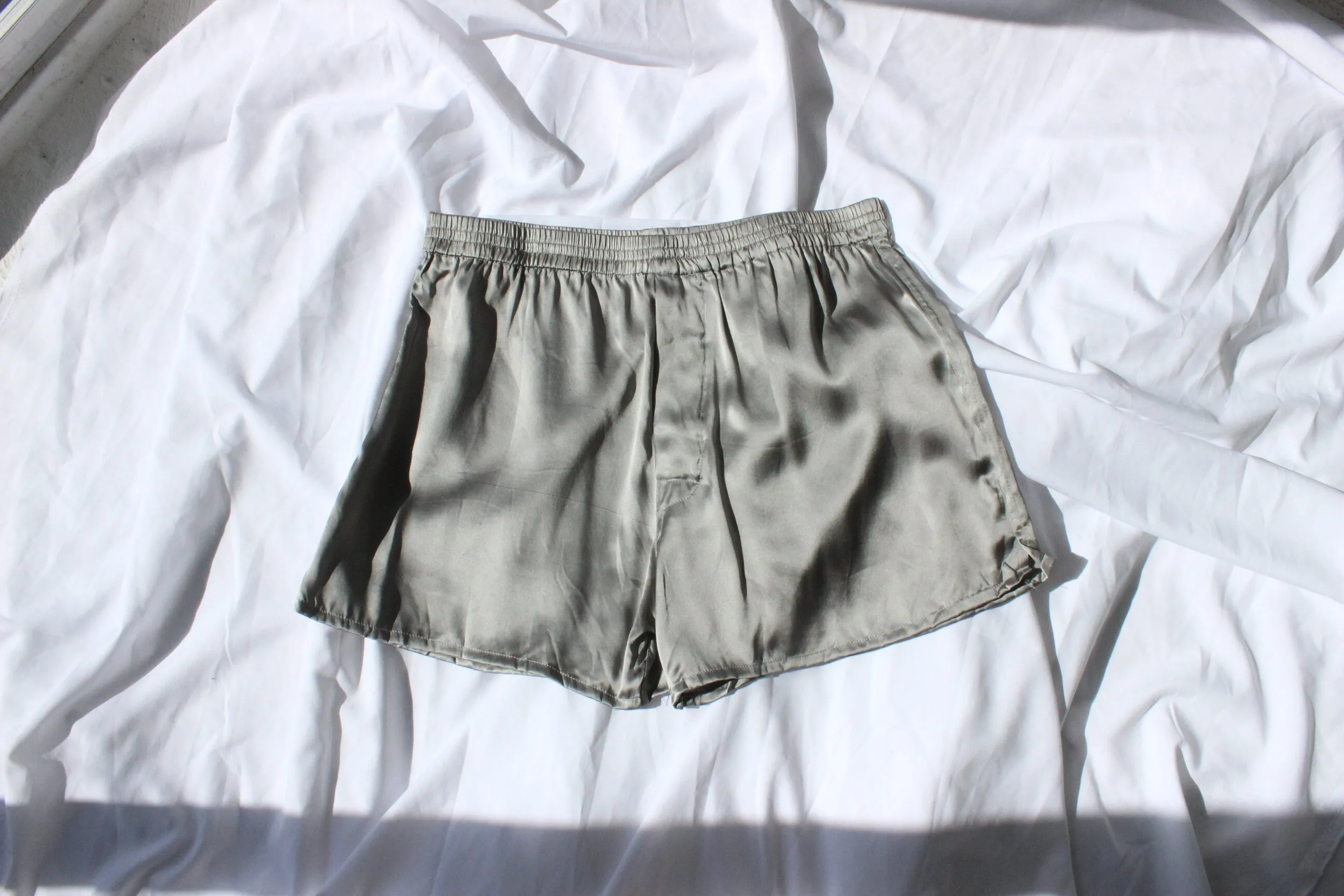 Vintage 80s PURE SILK Luxury Boxer Shorts in Grey
