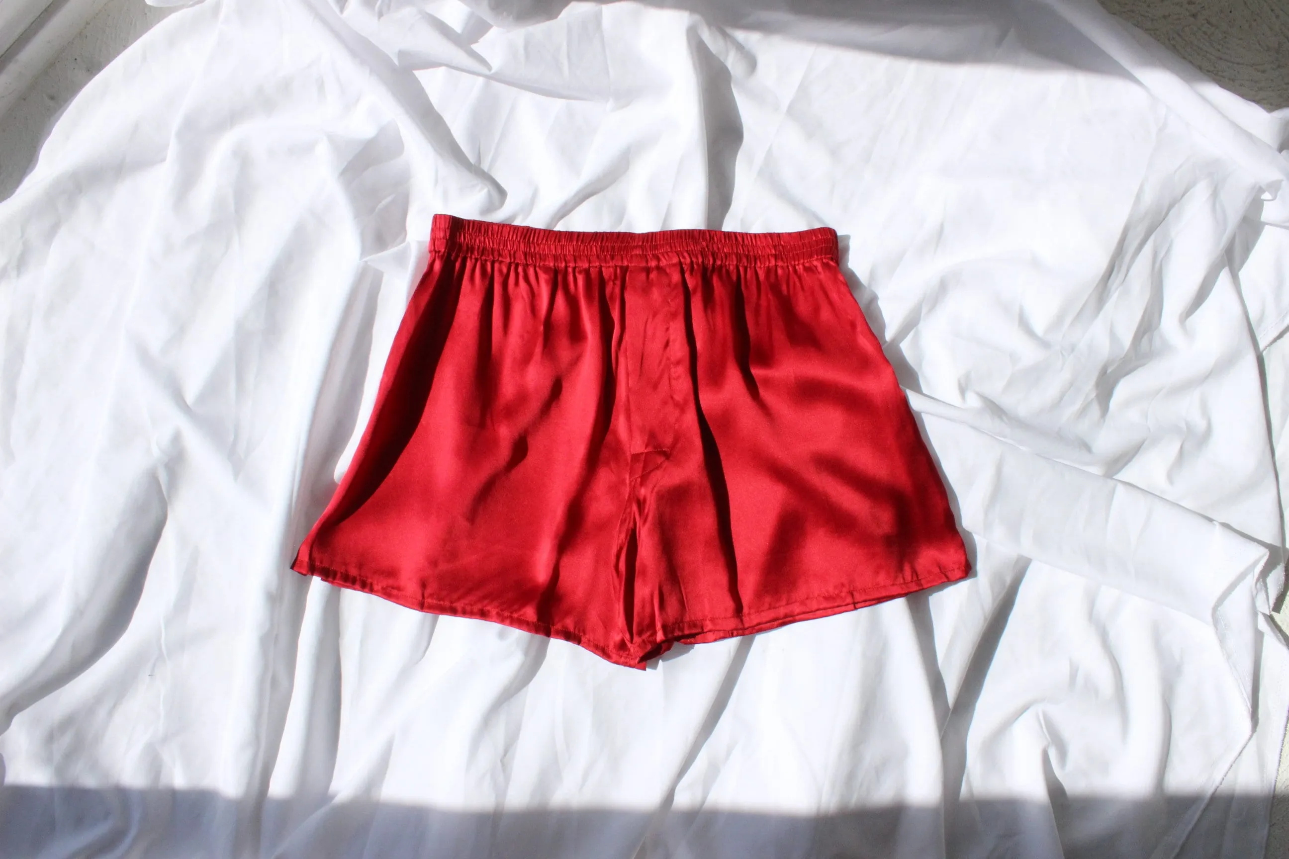 Vintage 80s PURE SILK Luxury Boxer Shorts in Red