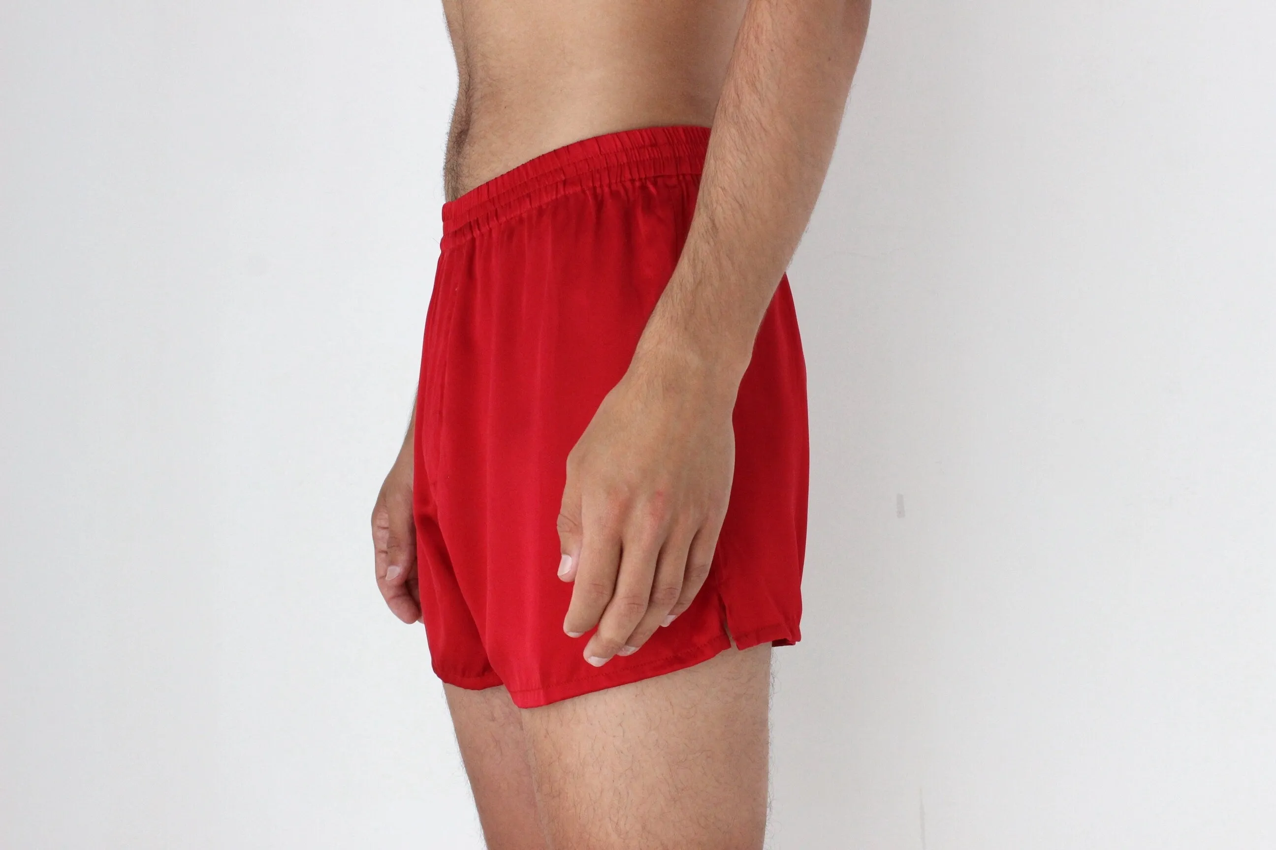 Vintage 80s PURE SILK Luxury Boxer Shorts in Red