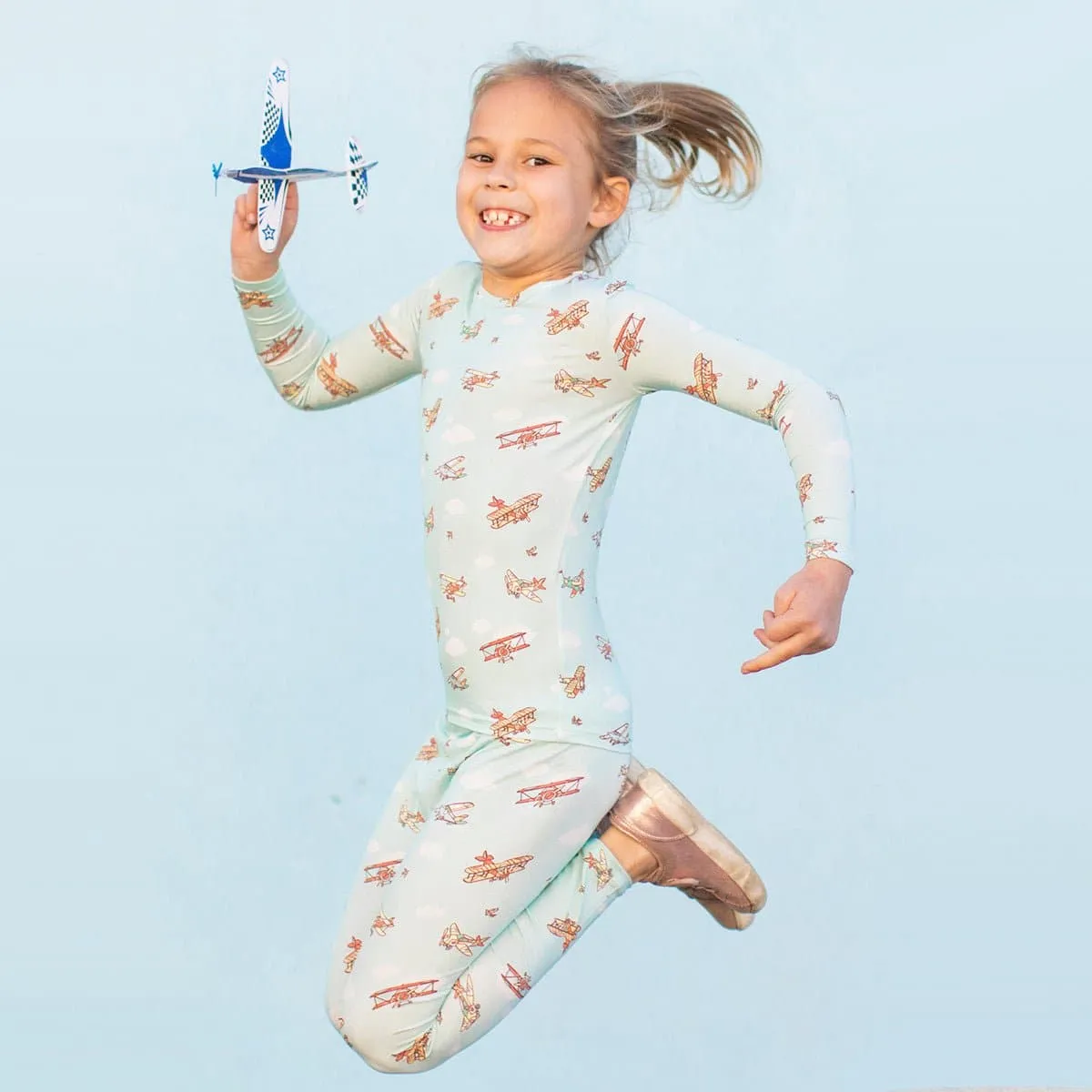 Vintage Airplanes Bamboo Kids Pajamas