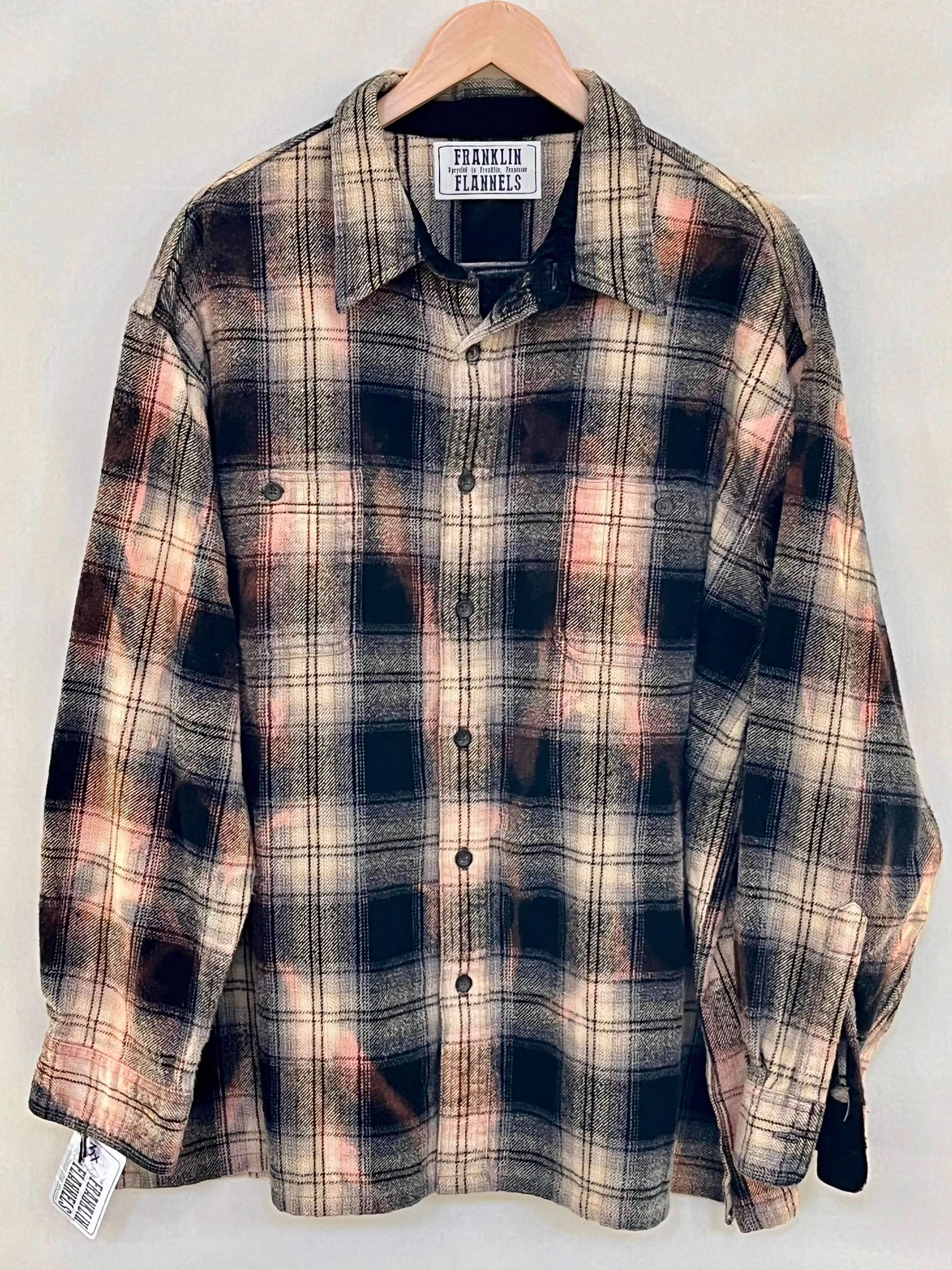Vintage Black, Grey, Peach and Cream Flannel Jacket Size XXXL