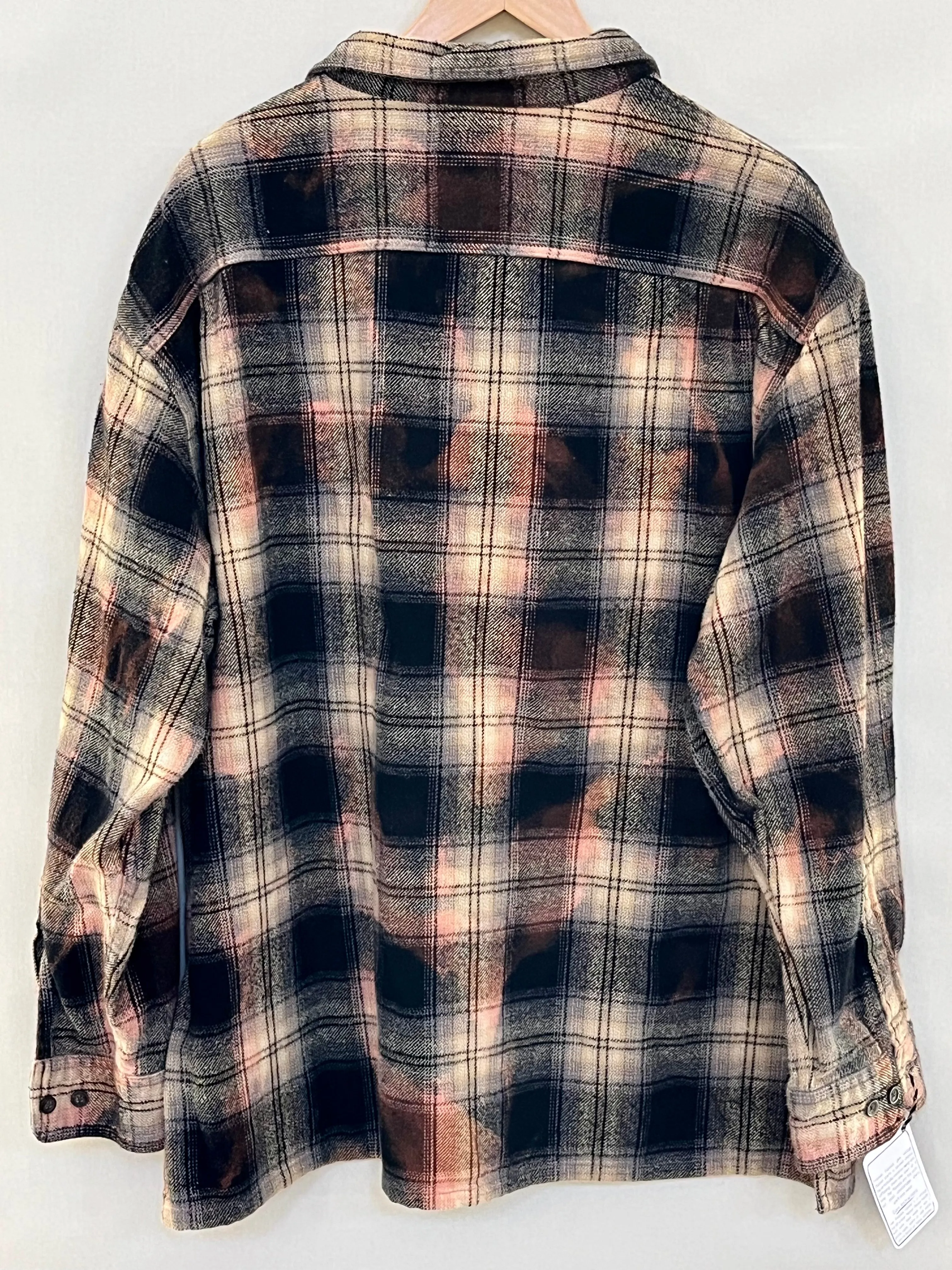 Vintage Black, Grey, Peach and Cream Flannel Jacket Size XXXL