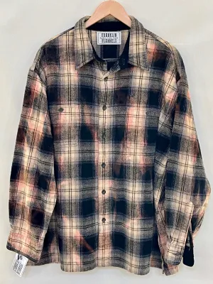 Vintage Black, Grey, Peach and Cream Flannel Jacket Size XXXL