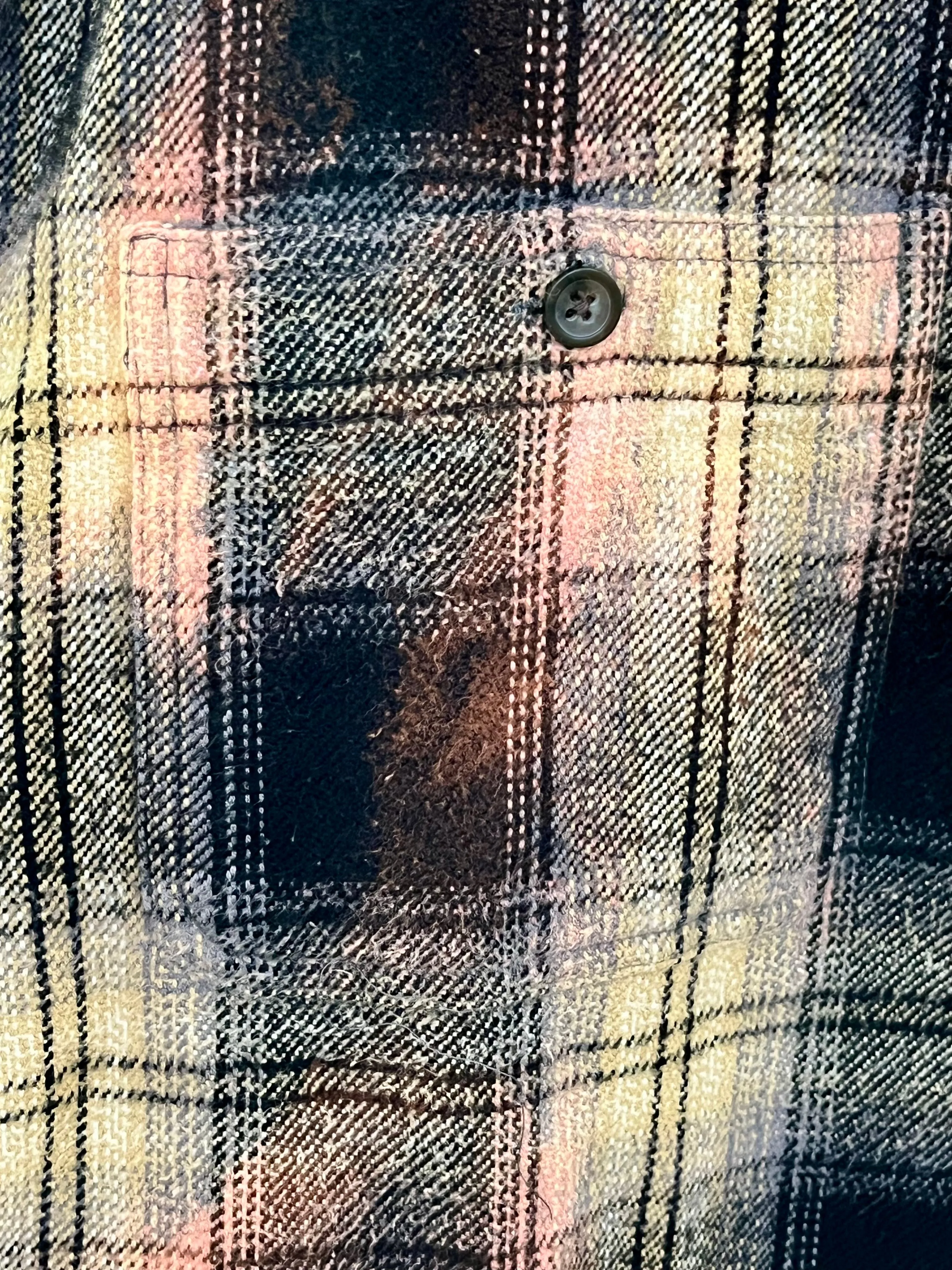 Vintage Black, Grey, Peach and Cream Flannel Jacket Size XXXL
