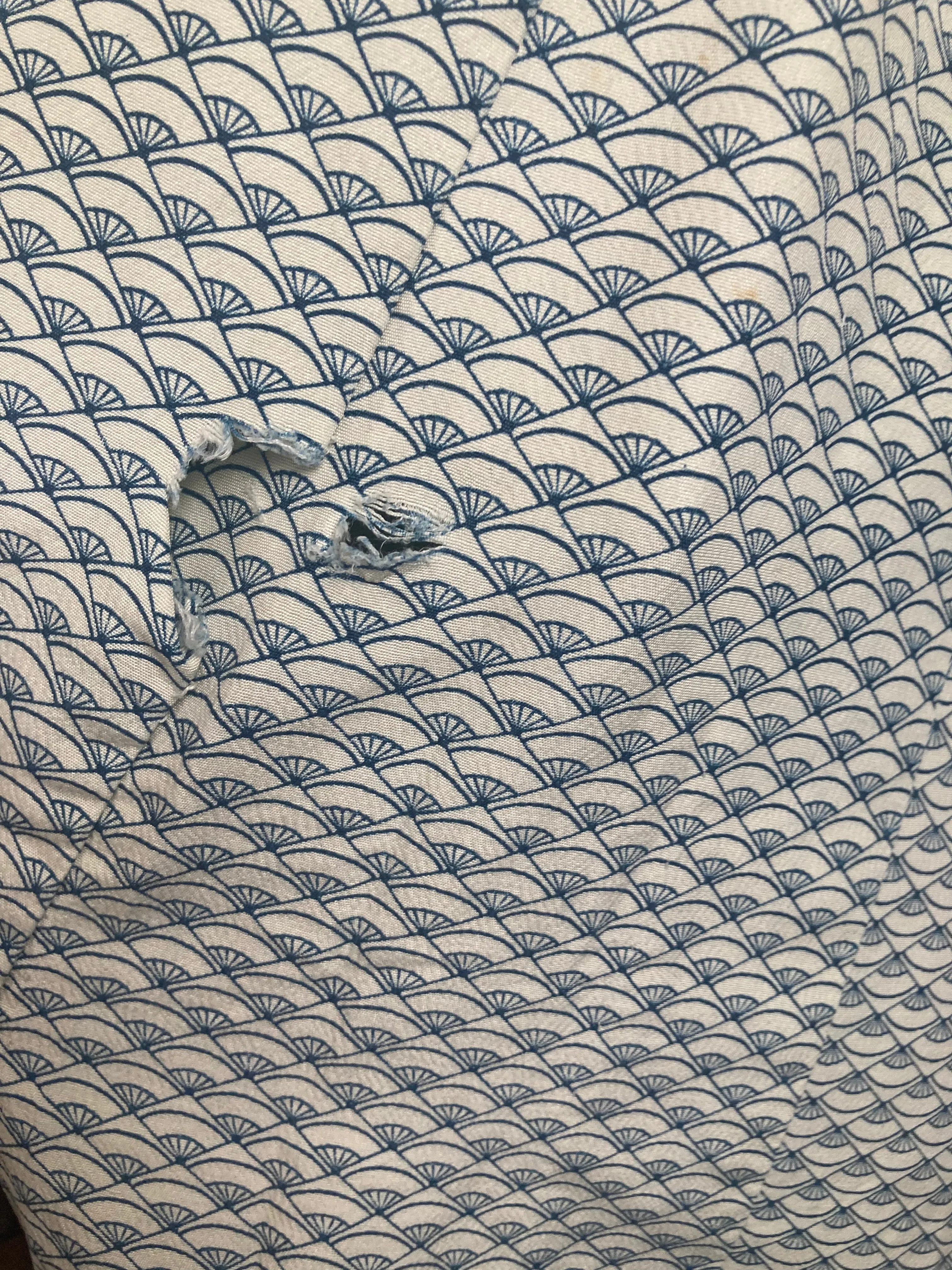 Vintage Blue and White Extra Long Silk Kimono