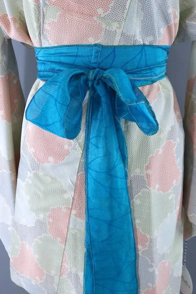 Vintage Ivory Lily Pad Silk Kimono Robe