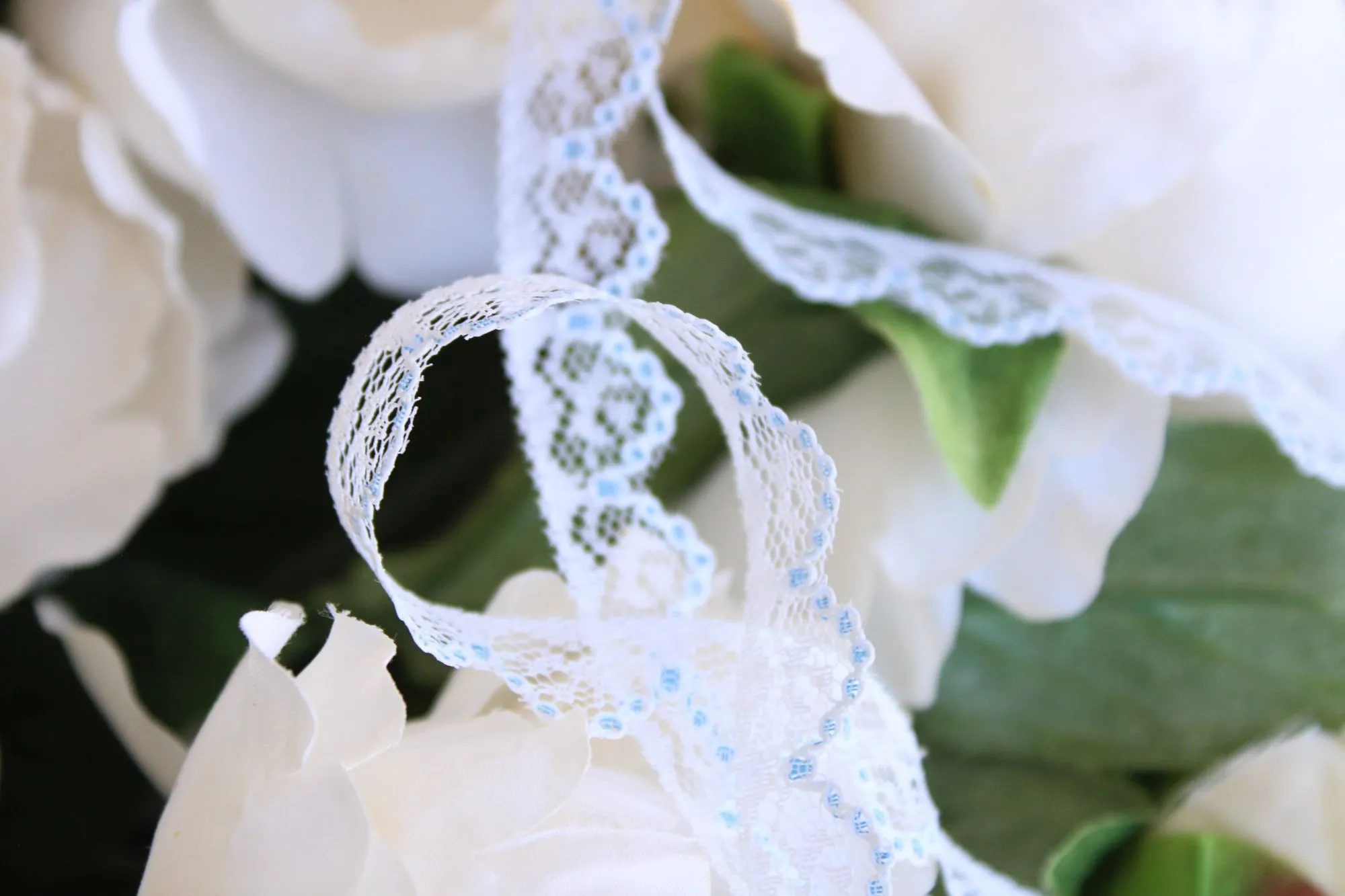 Vintage Lace Trim, White and Blue,  7/16" wide 2 yards