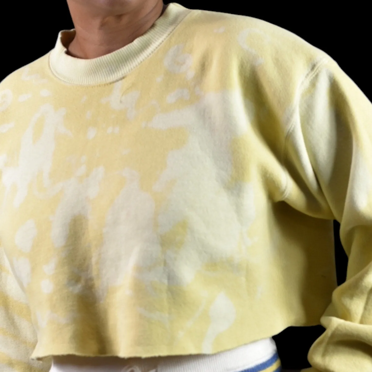 Vintage Lee Cropped Sweatshirt Yellow Bleached Cut Off Oversized Crewneck Lounge Large