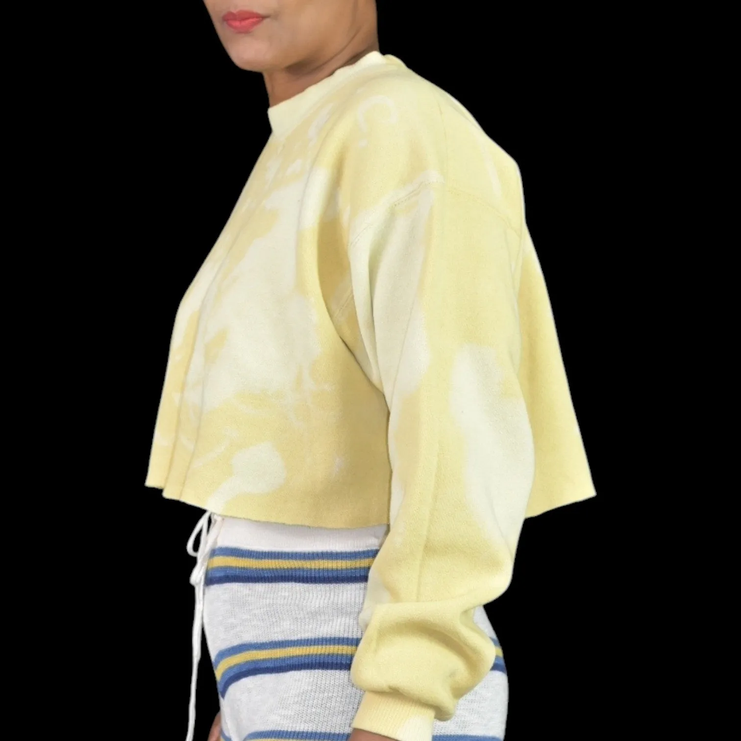 Vintage Lee Cropped Sweatshirt Yellow Bleached Cut Off Oversized Crewneck Lounge Large