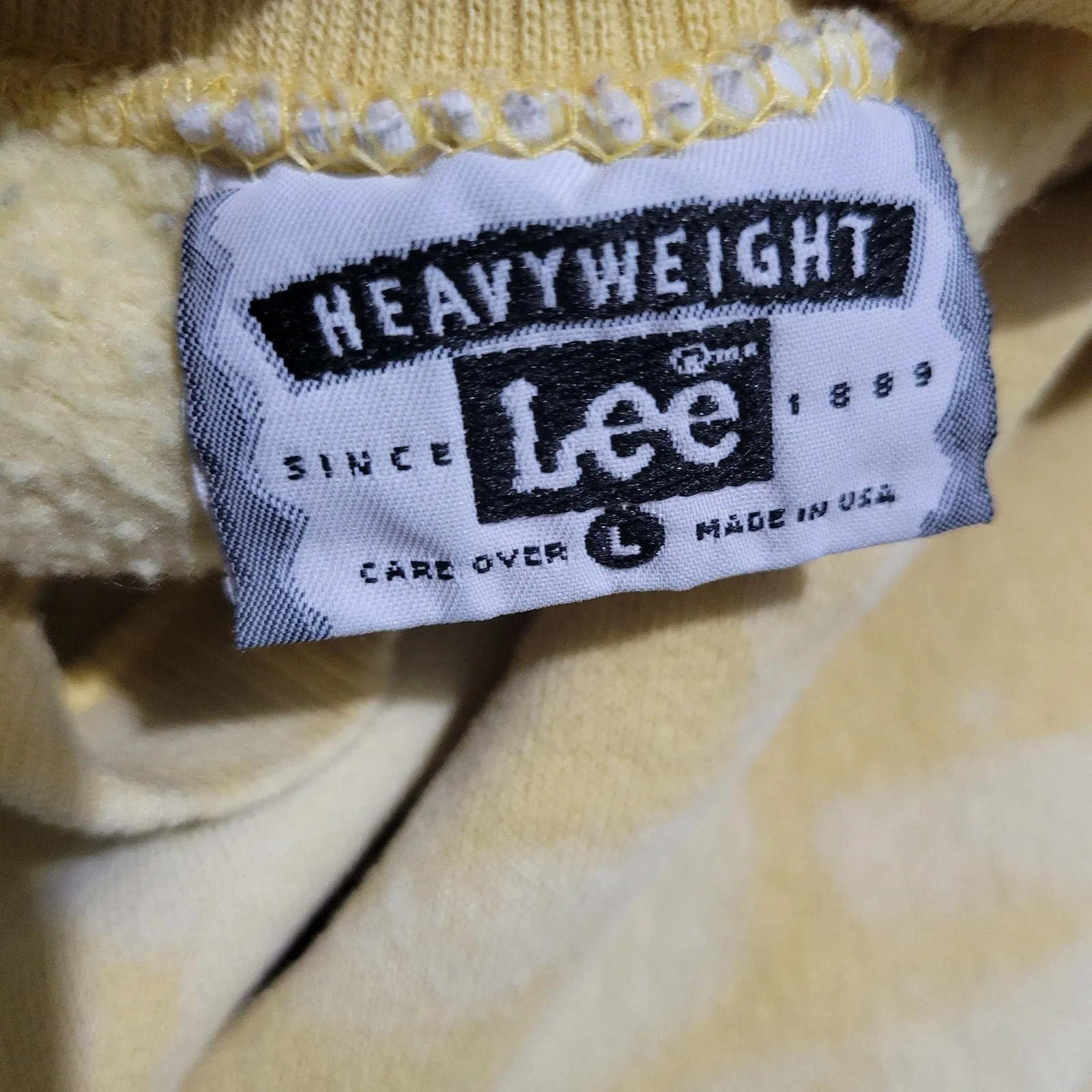 Vintage Lee Cropped Sweatshirt Yellow Bleached Cut Off Oversized Crewneck Lounge Large