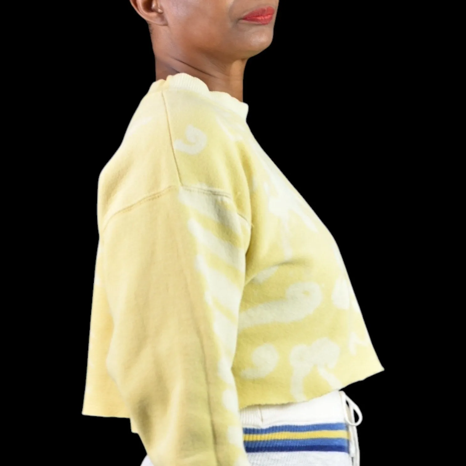 Vintage Lee Cropped Sweatshirt Yellow Bleached Cut Off Oversized Crewneck Lounge Large