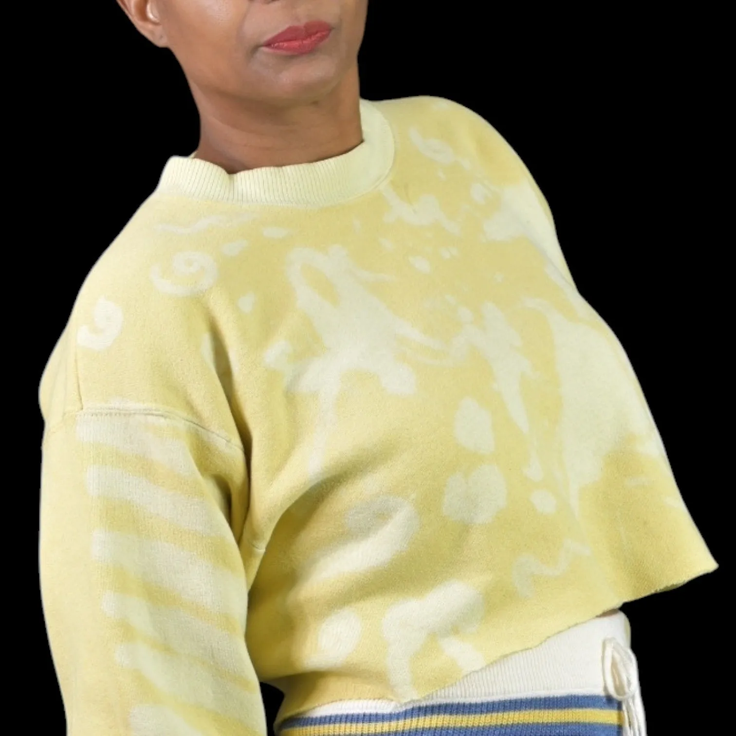 Vintage Lee Cropped Sweatshirt Yellow Bleached Cut Off Oversized Crewneck Lounge Large