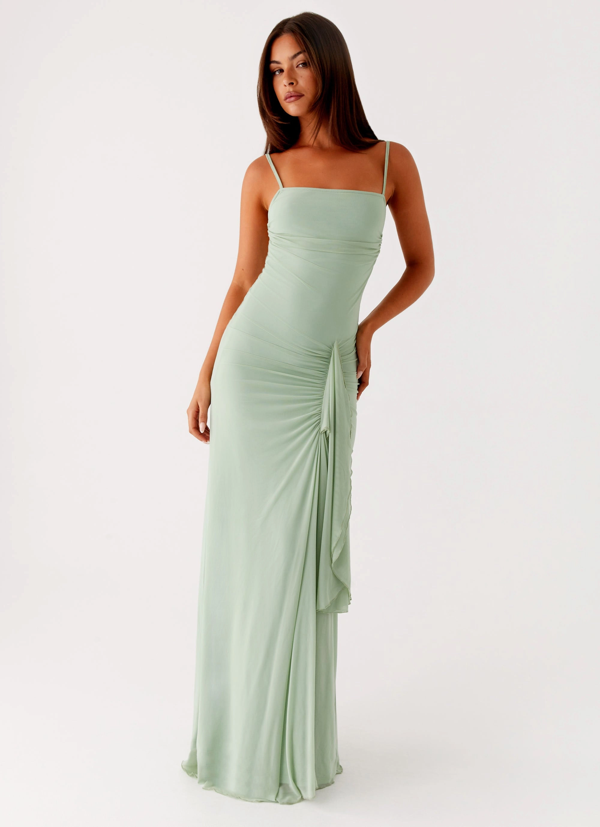 Happy Fit Light Sheen Amphi Maxi Dress - Sage
