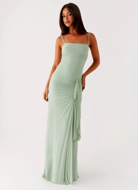 Happy Fit Light Sheen Amphi Maxi Dress - Sage