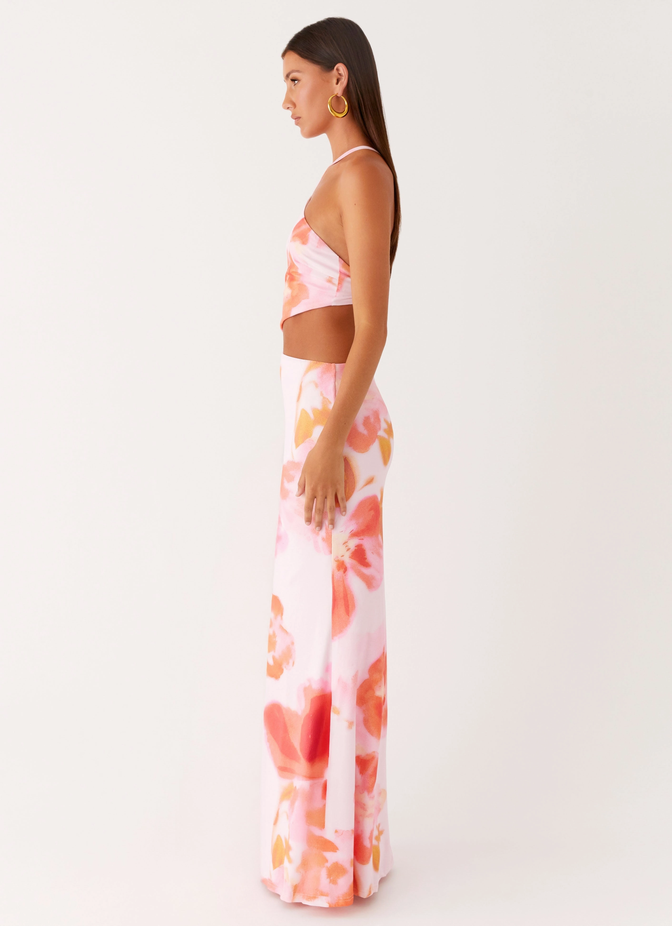 Riano Cut Out Maxi Dress - Blushing Blossom Gentle Fit