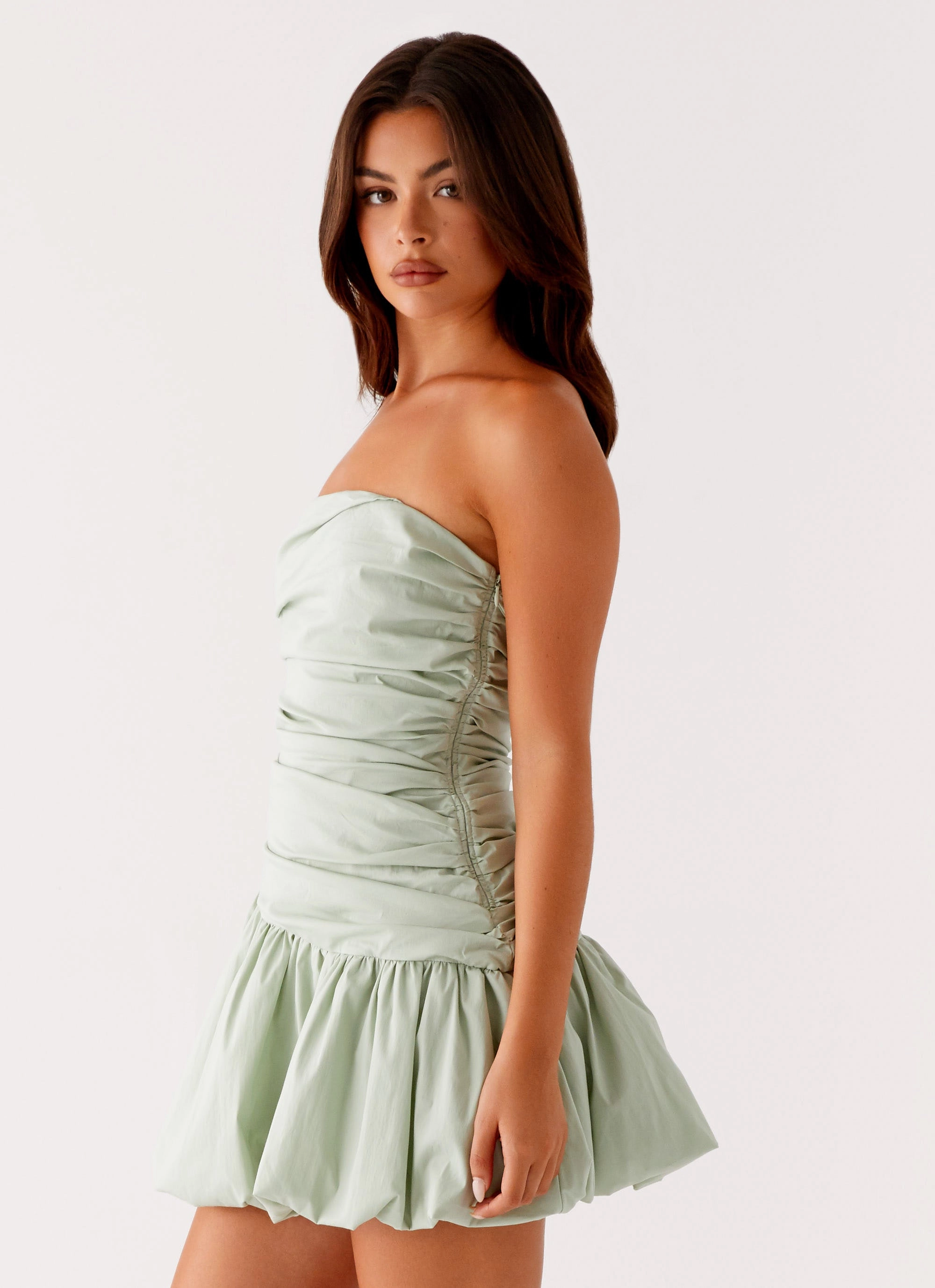 Floria Bubble Mini Dress - Sage Stylish Vibe Simple looks