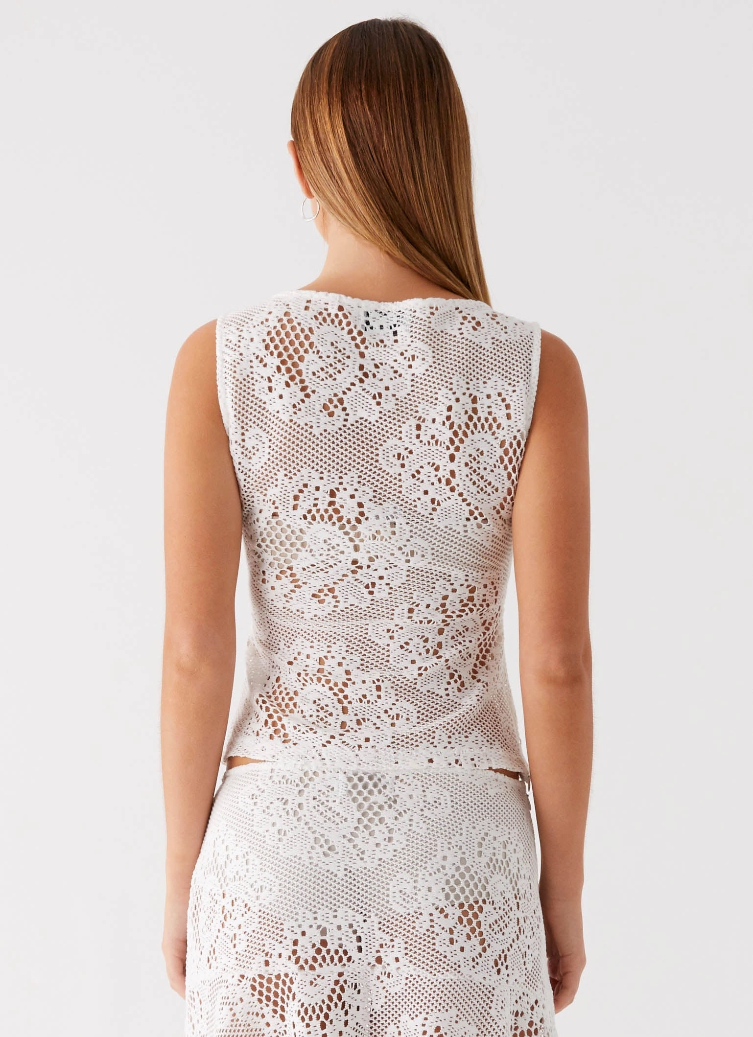 Virelle Lace Top - Ivory BoxyCrop Textured Weave Pattern