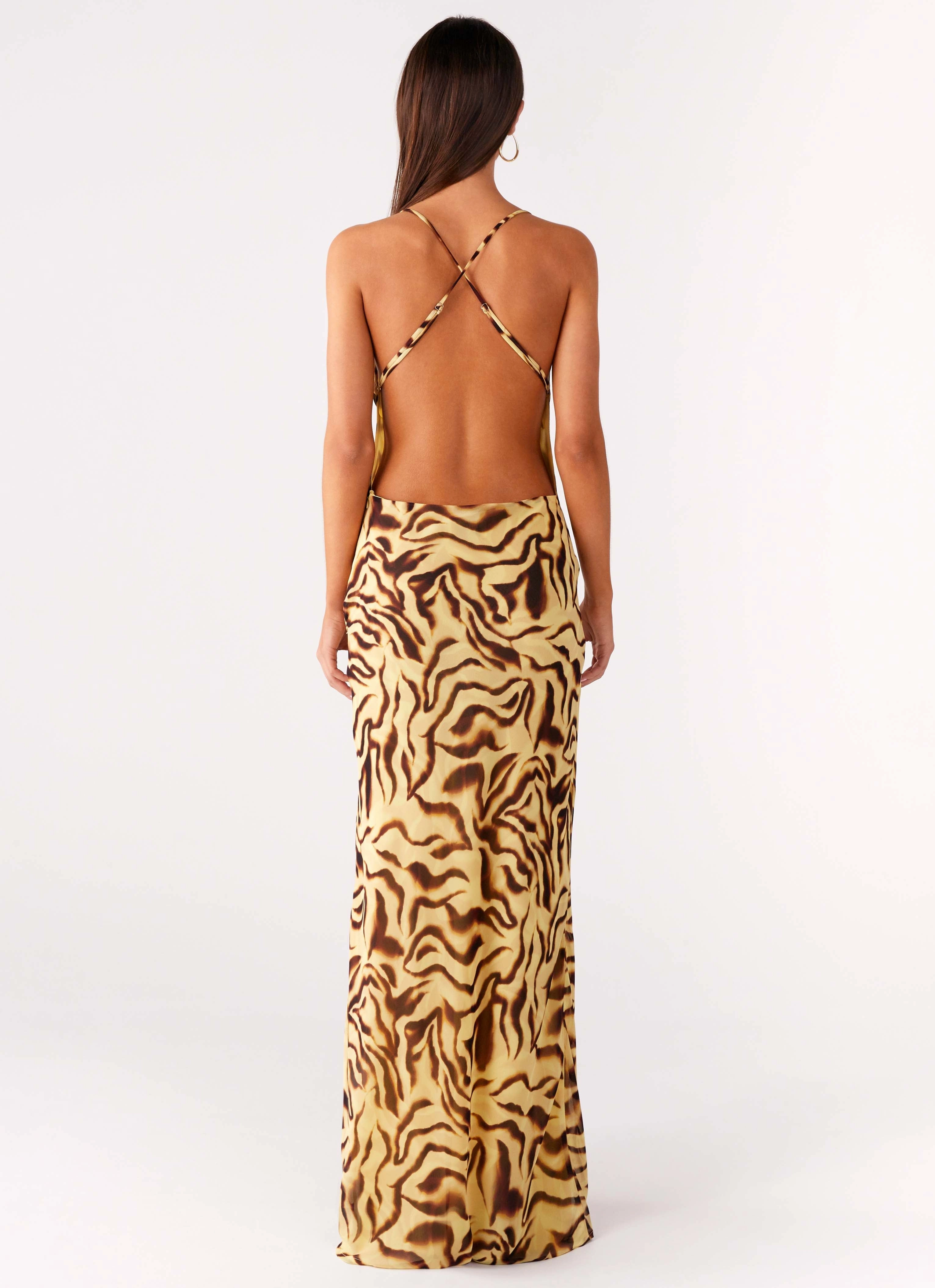 Viva Lune Maxi Dress - Laguna Print Smooth-Finish Travel Vibe