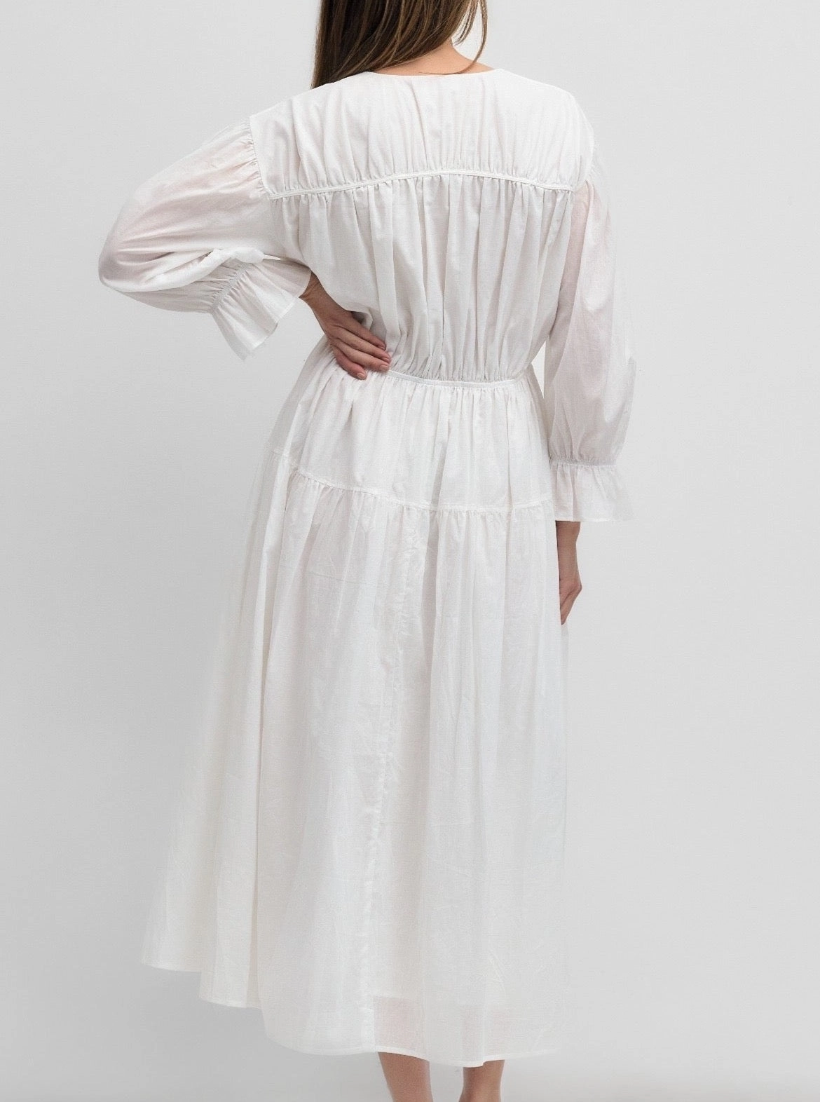 Applique-Detail Vivian Dress - White