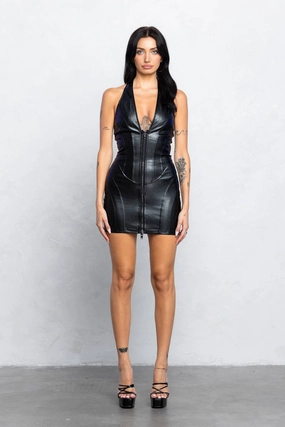 Layering Comfort All-Occasion Look Vixen Leather Zipper Dress