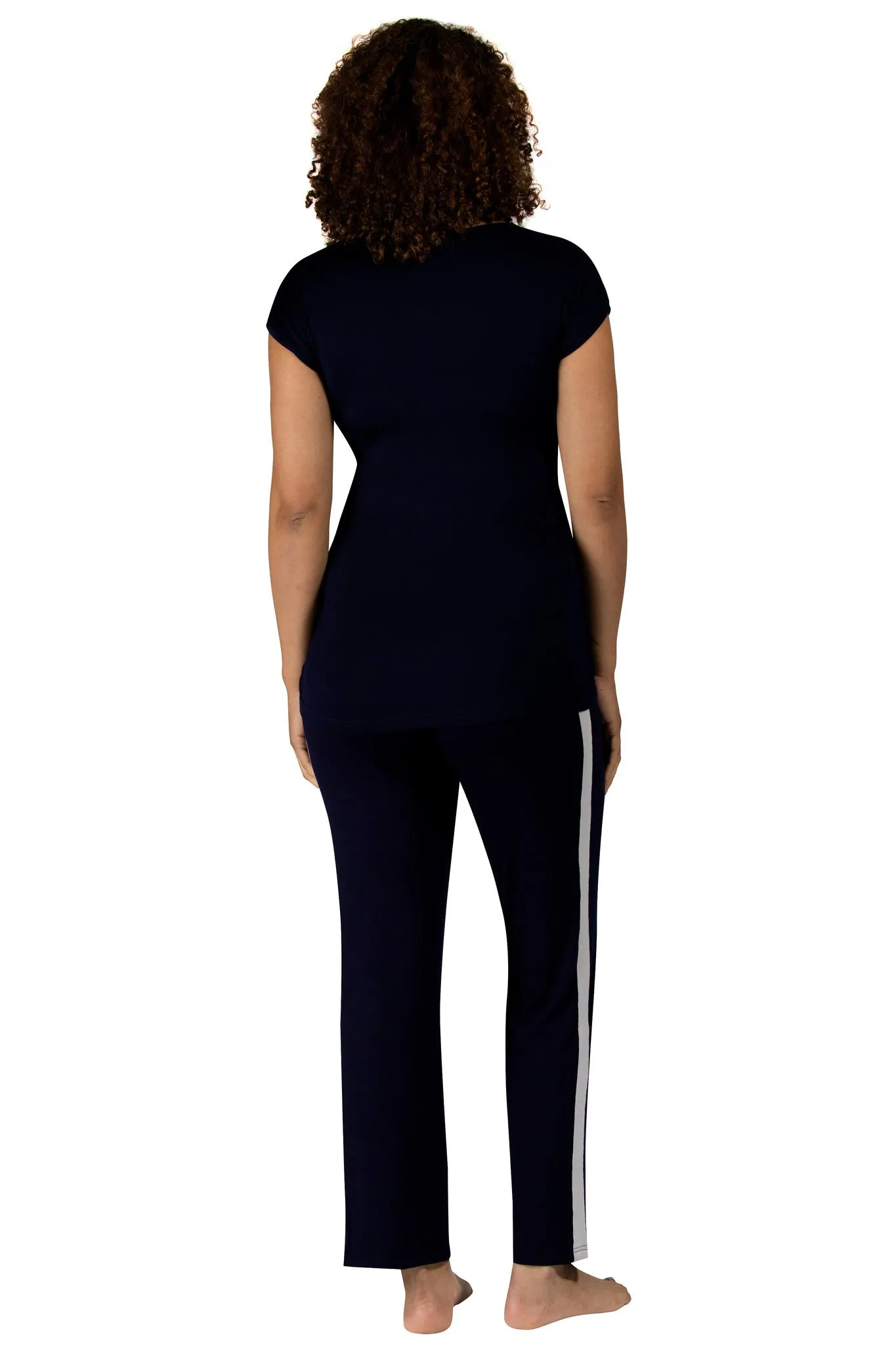 Vogue Short Sleeve Pyjamas - Navy/Soft Grey