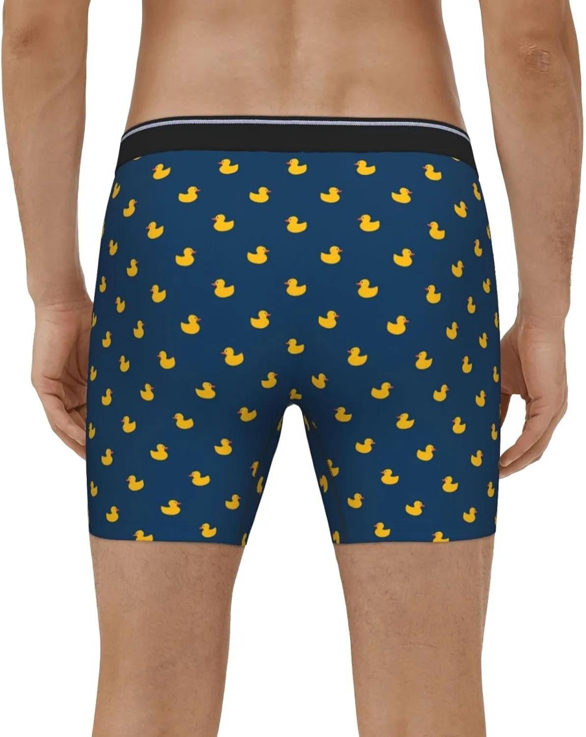 VOSERY Cartoon Cute Duck Mens Underwear Boxer Briefs, Soft Breathable Extended Length Boxers Briefs for Men