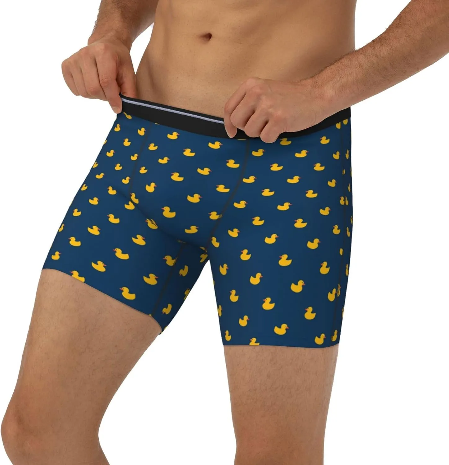 VOSERY Cartoon Cute Duck Mens Underwear Boxer Briefs, Soft Breathable Extended Length Boxers Briefs for Men