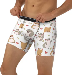 VOSERY Love Cartoon Cute Hamster Mens Underwear Boxer Briefs, Soft Breathable Extended Length Boxers Briefs for Men