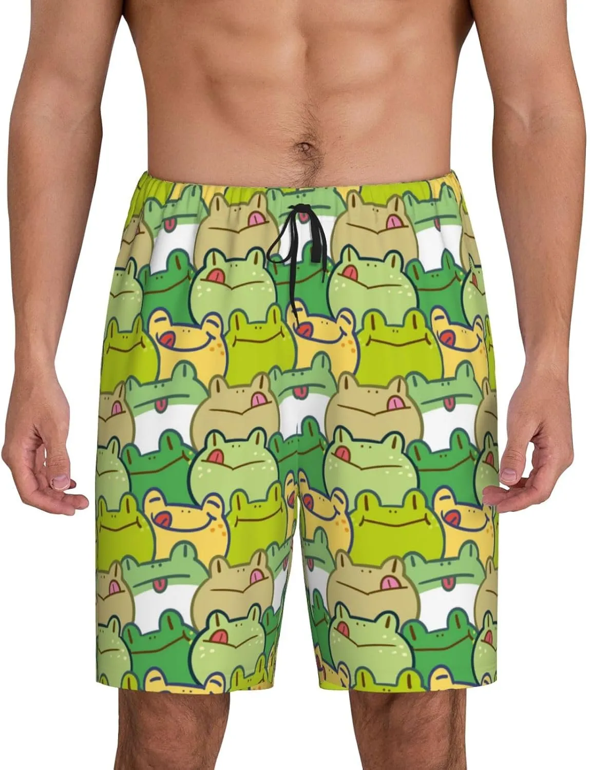 Vosery Mens Pajama Pants - Cartoon Frog Comfy Sleep Shorts Mens Pajama Shorts, Mens Lounge Shorts Pj Pants