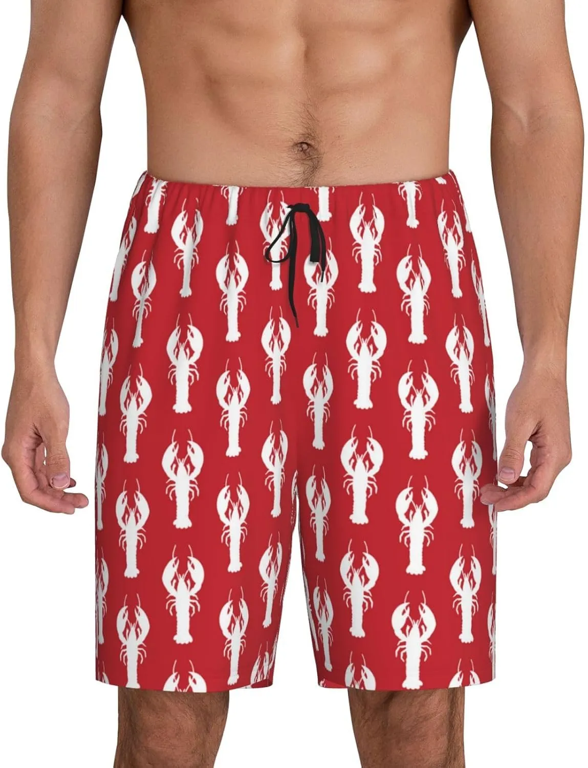 Vosery Mens Pajama Pants - Cartoon Lobster Comfy Sleep Shorts Mens Pajama Shorts, Mens Lounge Shorts Pj Pants