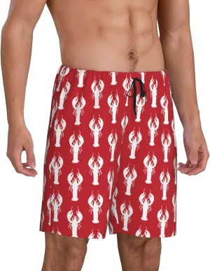 Vosery Mens Pajama Pants - Cartoon Lobster Comfy Sleep Shorts Mens Pajama Shorts, Mens Lounge Shorts Pj Pants