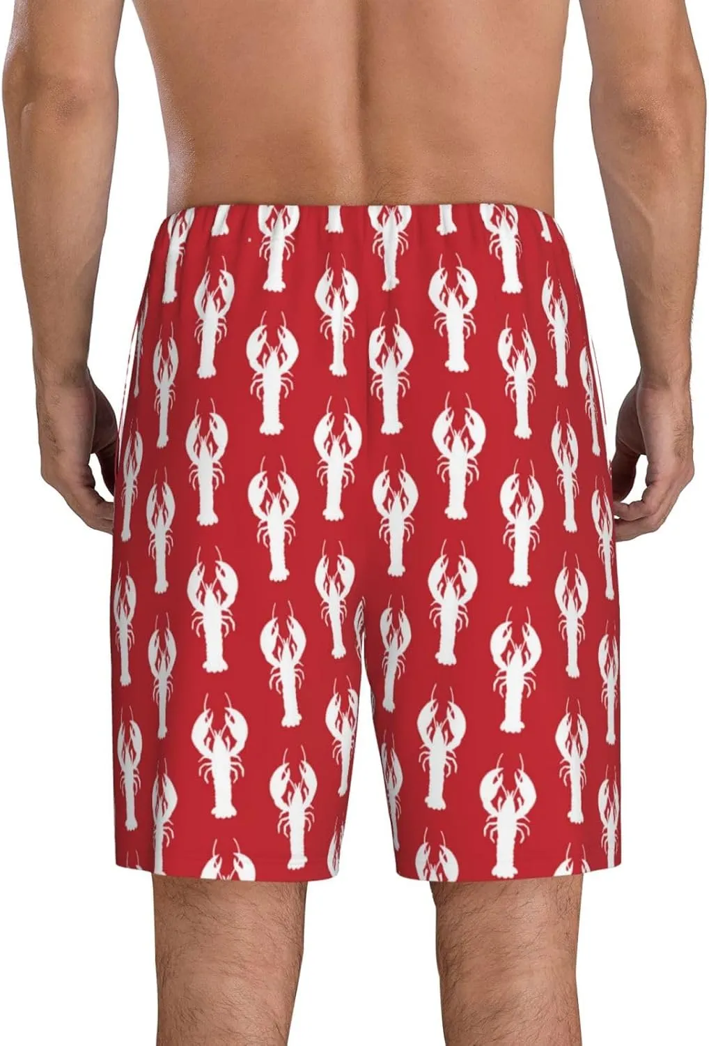 Vosery Mens Pajama Pants - Cartoon Lobster Comfy Sleep Shorts Mens Pajama Shorts, Mens Lounge Shorts Pj Pants