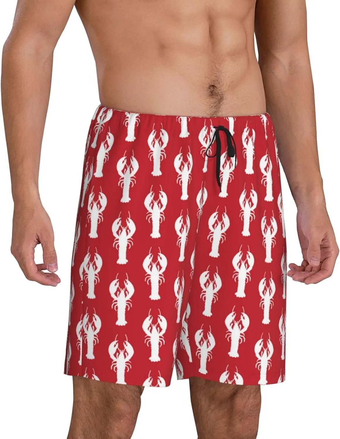 Vosery Mens Pajama Pants - Cartoon Lobster Comfy Sleep Shorts Mens Pajama Shorts, Mens Lounge Shorts Pj Pants