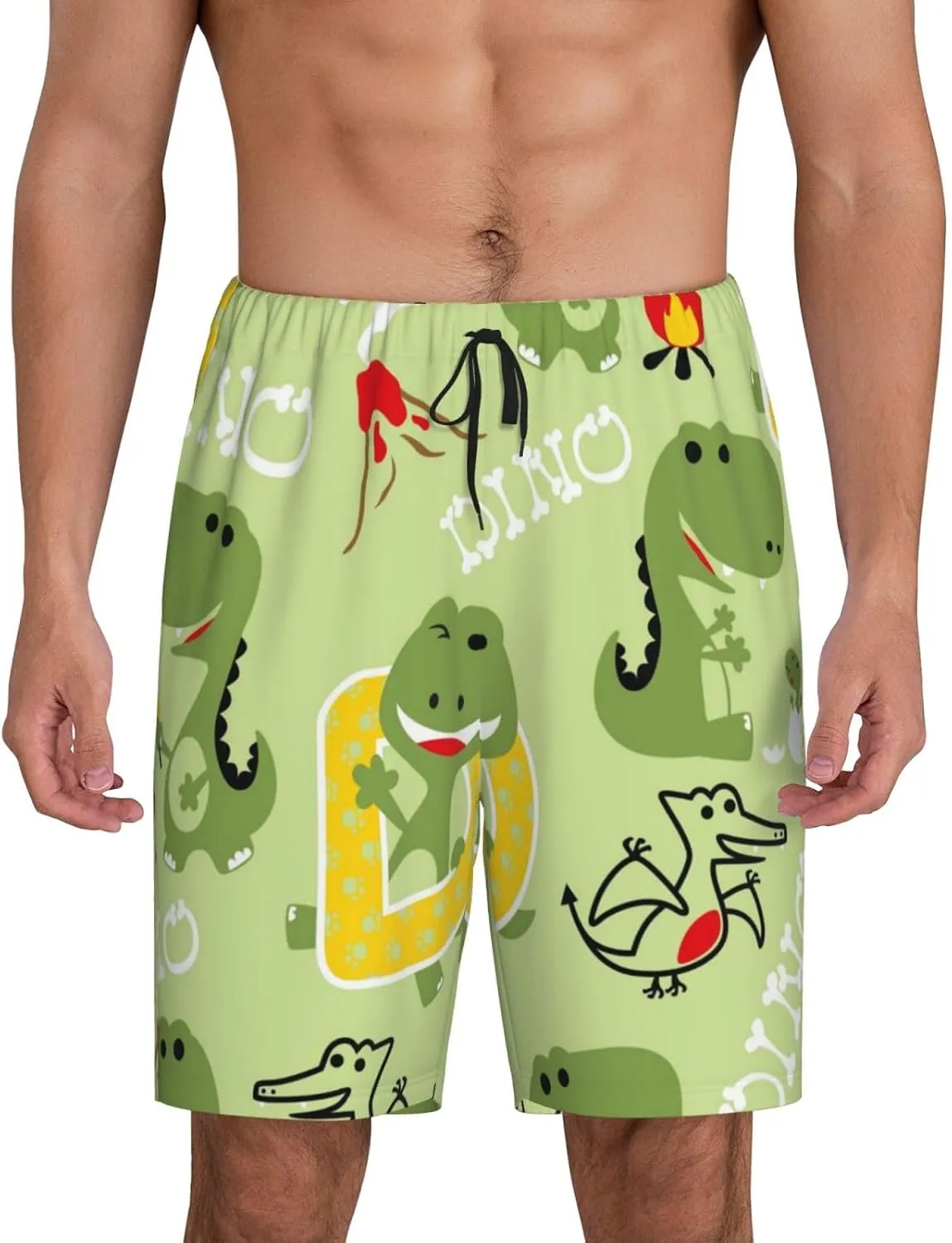 VOSERY mens pajama pants - Cute Dinosaurs Cartoon Comfy Sleep Shorts Mens Pajama shorts, mens lounge shorts pj pants