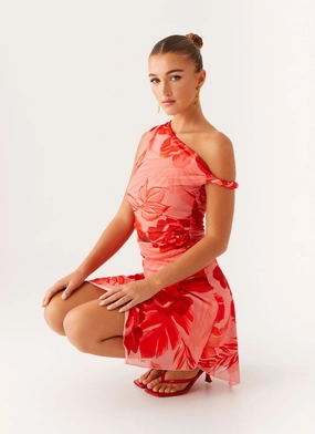Wade Mini Dress - Sicily Sunsets Print Pocket Design