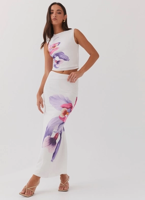 Waiting For Dawn Mesh Maxi Skirt - White Material Innovation Beach Day