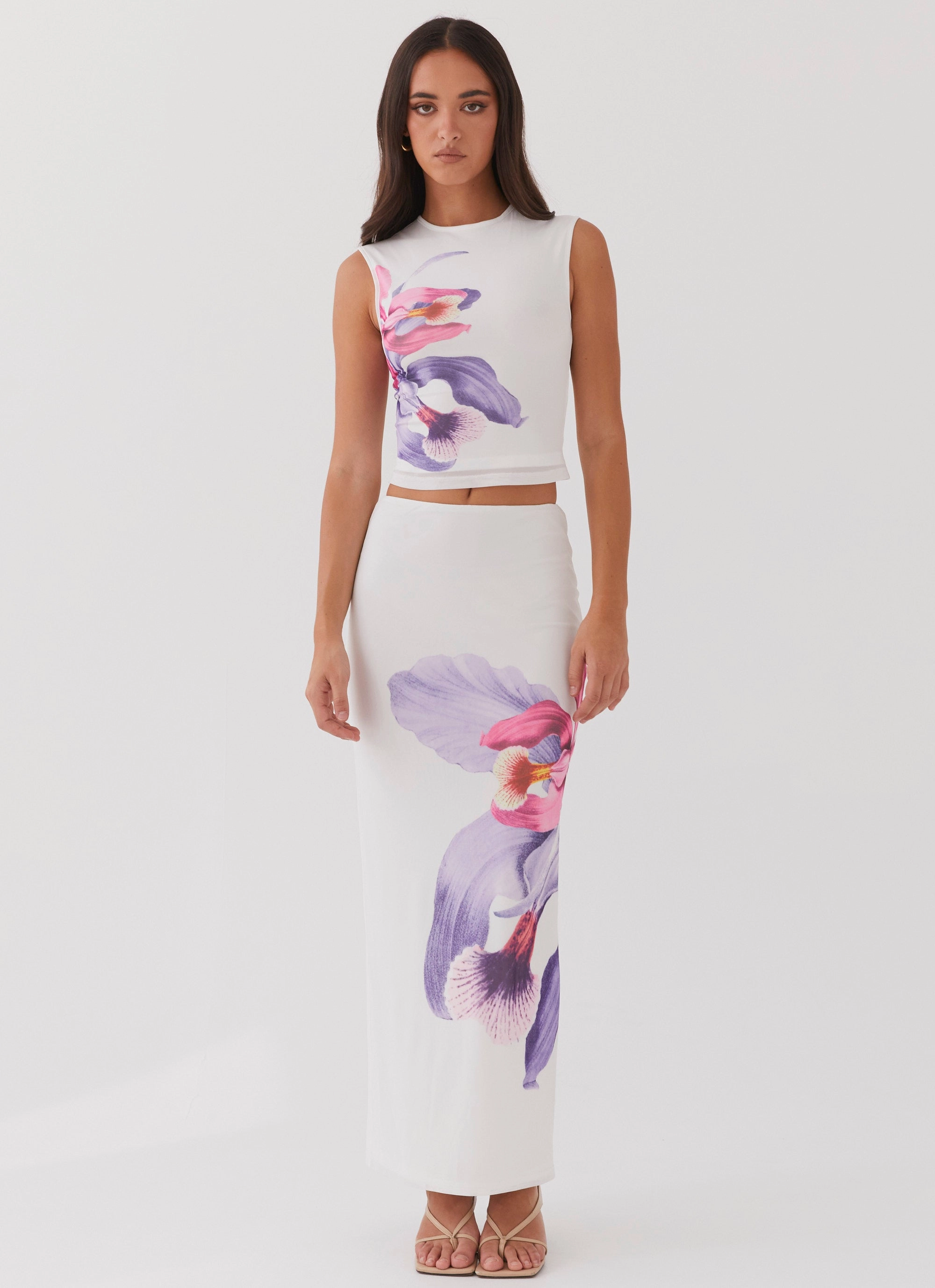 Key Feature Comfortable Motion Waiting For Dawn Mesh Maxi Skirt - White