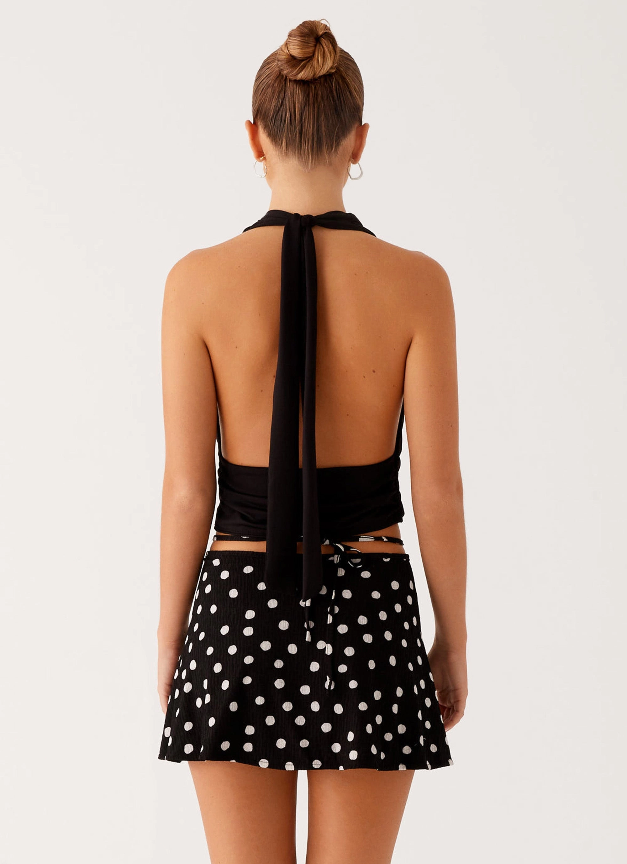 Cozy Vibe Walker Mini Skirt - Black Polka Dot